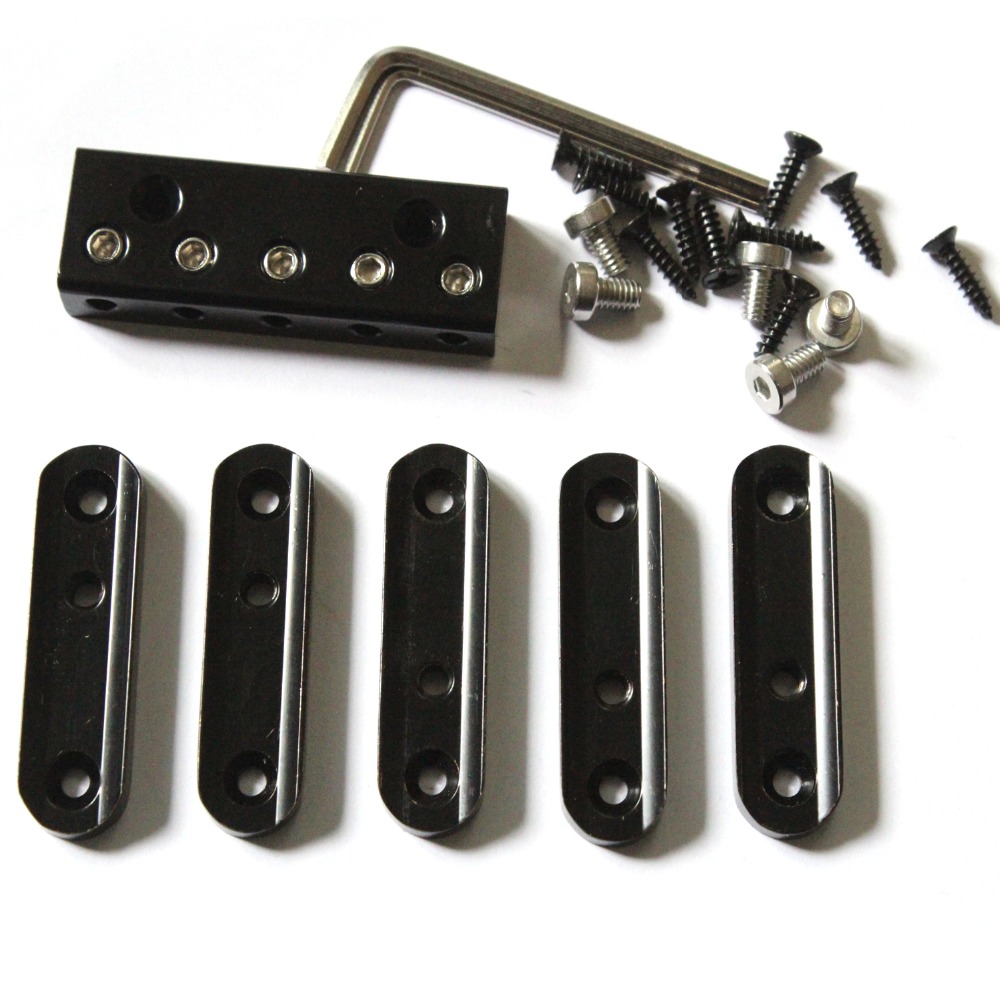 One set 6 strings black single headless bass bridge(HB06)