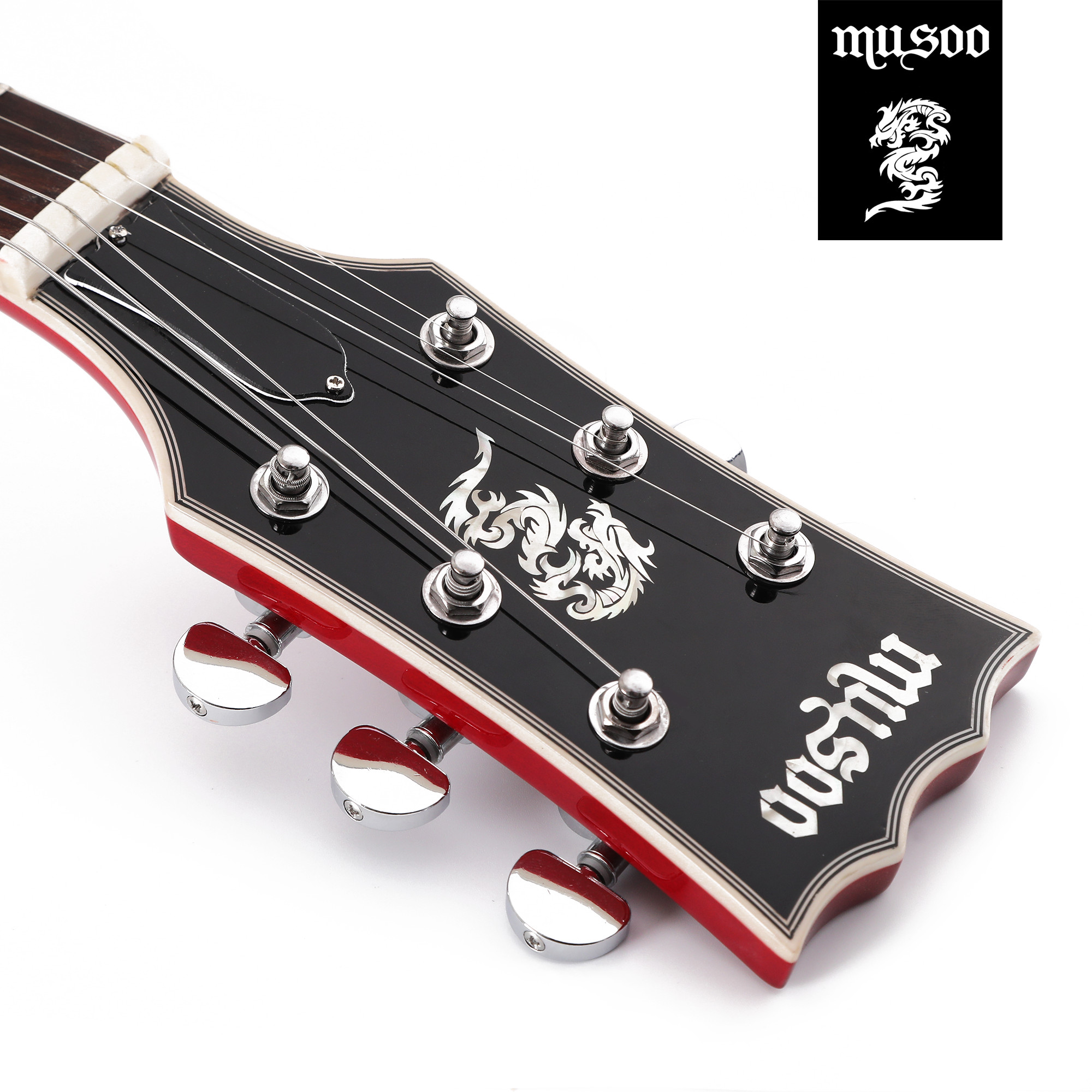 Musoo 335 style left hand Jazz Electric Guitar Flame Maple top Semi Hollow Body Chrome Hardware(EJ02)