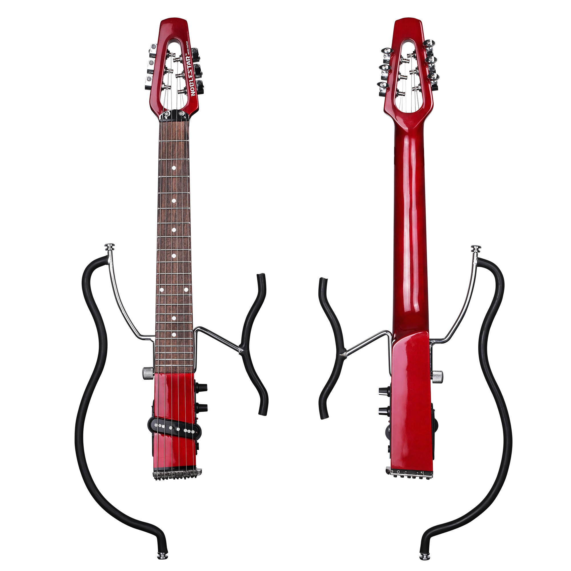 NOBLESTAR BRAND MICROSTAR TRAVEL ELECTRIC GUITAR WITH CARRING BAG (TEG10R)
