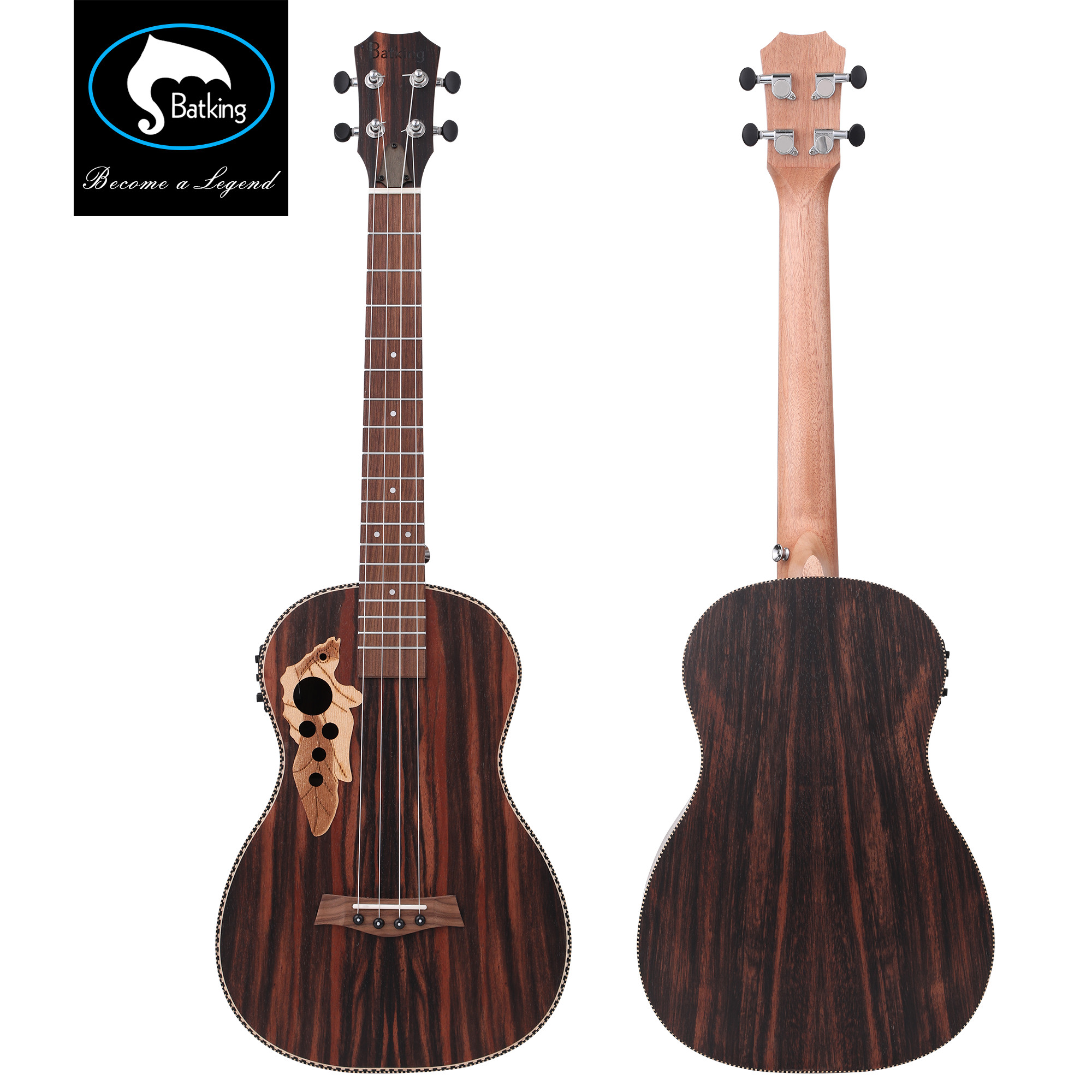 26 Inch All Blackwood Tenor Acoustic Electric Ukulele With Truss Rod With EQ with Gig Bag Strap Nylon String Electric Tuner Pick shaker(U4)
