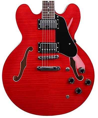 Musoo 335 style Jazz Electric Guitar Flame Maple top Semi Hollow Body Chromed Hardware(EJ03)