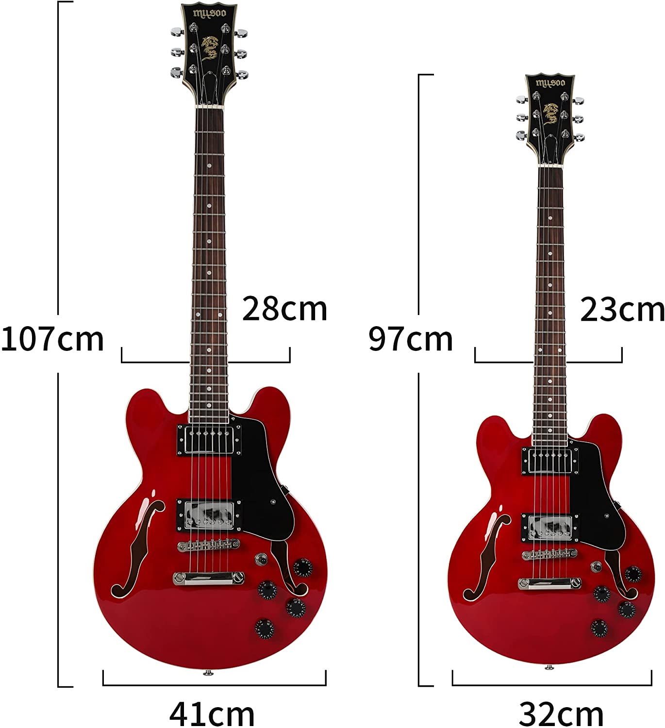 Batking 335 style Jazz Electric Guitar Red Small(EJ01)