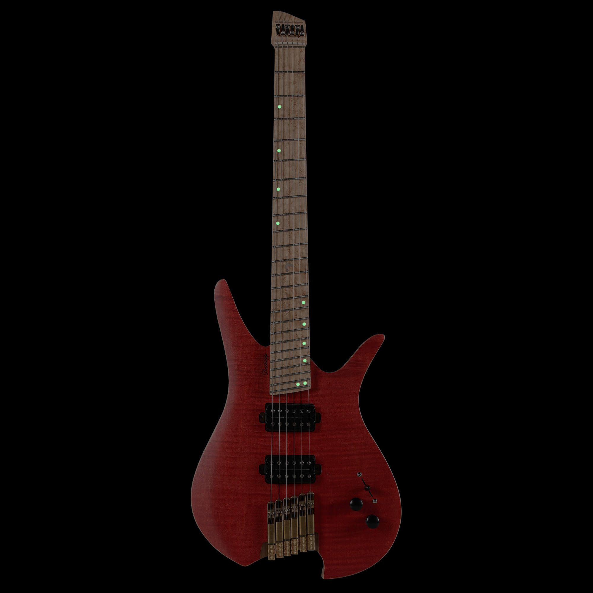 Batking 6 String Fanned Fret Headless Electric Travel Guitar with Multiscale Birdeyes Fingerboard Of Luminous Inlay(HF14)
