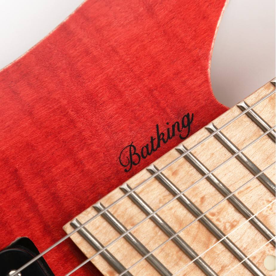 Batking 6 String Fanned Fret Headless Electric Travel Guitar with Multiscale Birdeyes Fingerboard Of Luminous Inlay(HF14)