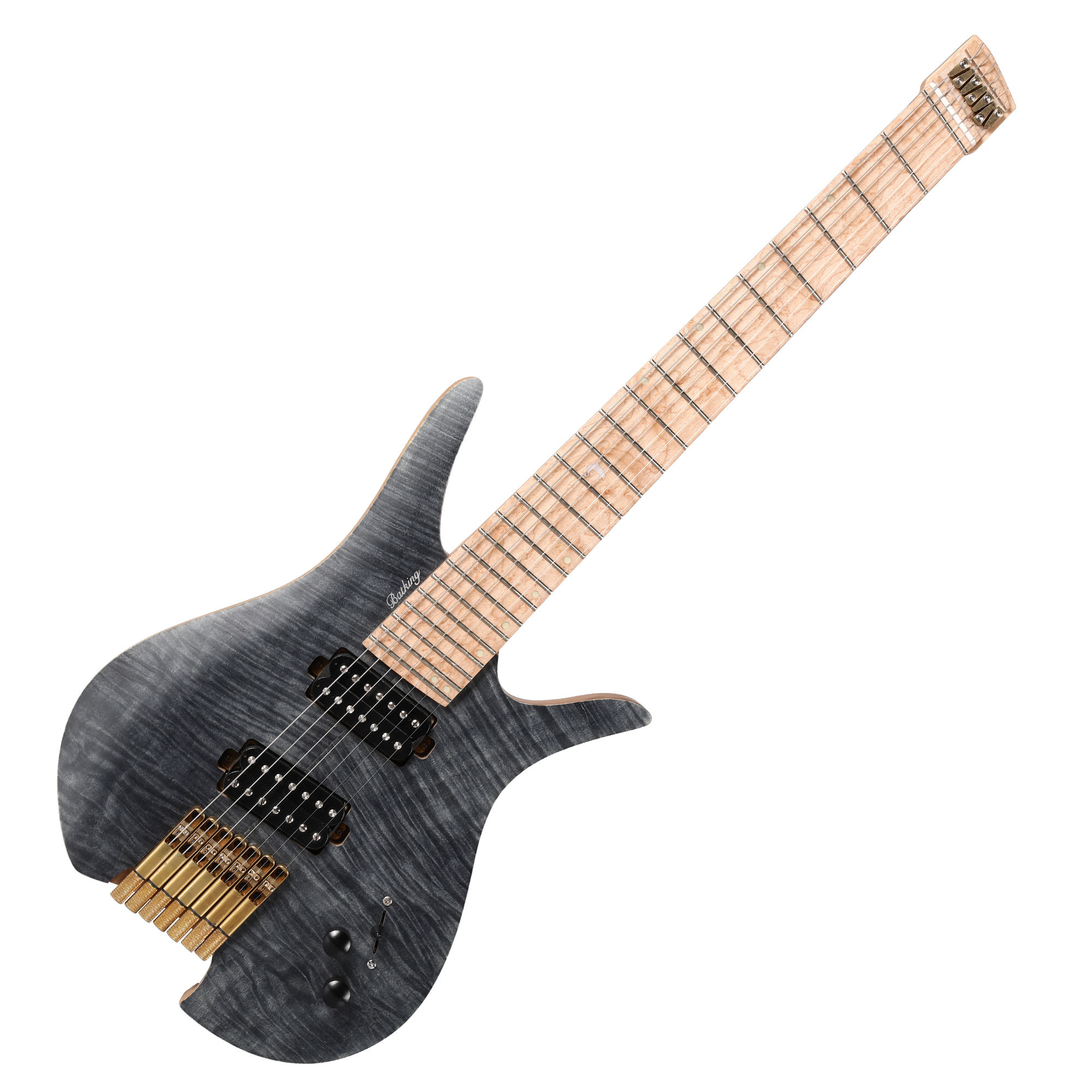 Batking 7 String Fanned Fret Headless Electric Travel Guitar with Multiscale Birdeyes Fingerboard Of Luminous Inlay(HF13)