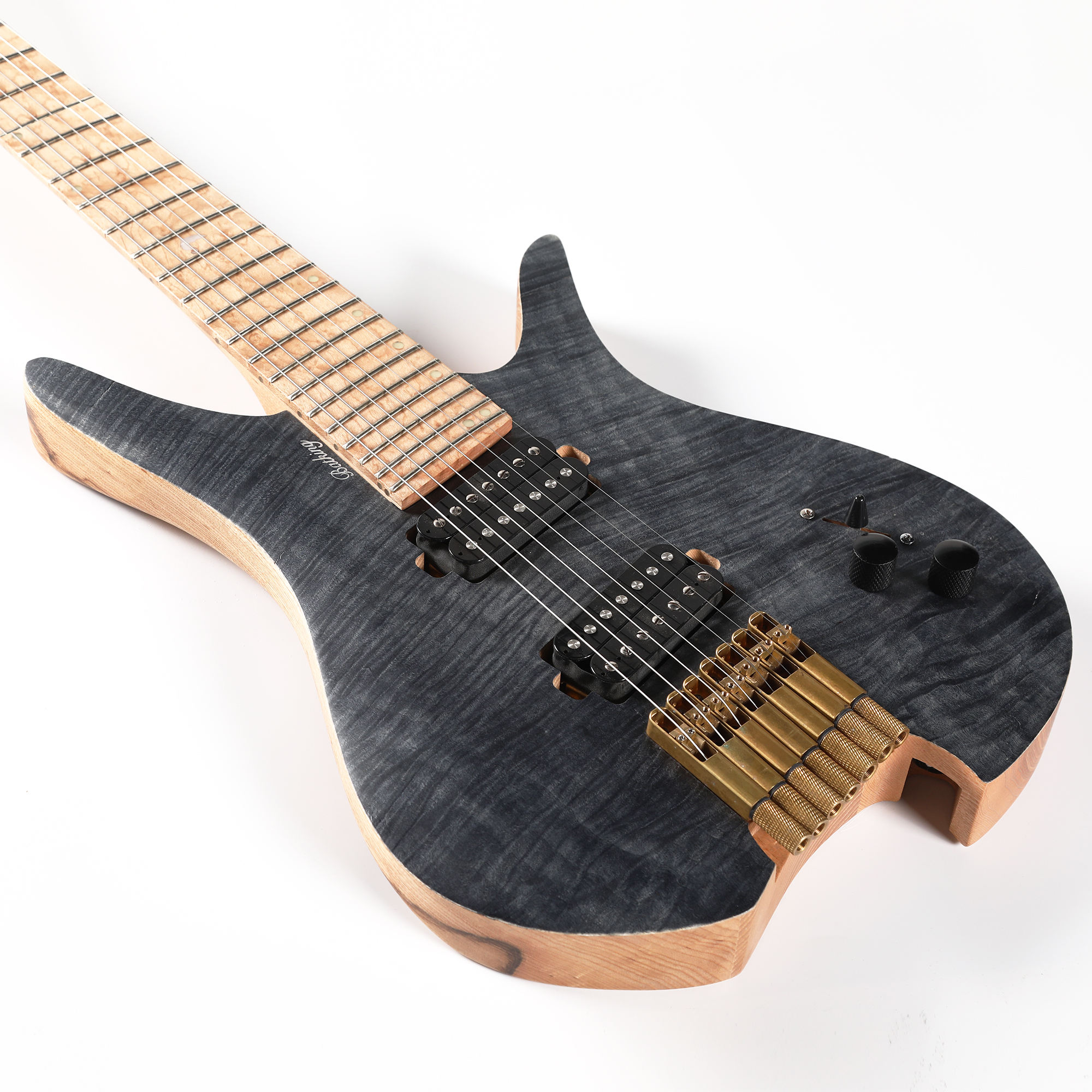 Batking 7 String Fanned Fret Headless Electric Travel Guitar with Multiscale Birdeyes Fingerboard Of Luminous Inlay(HF13)