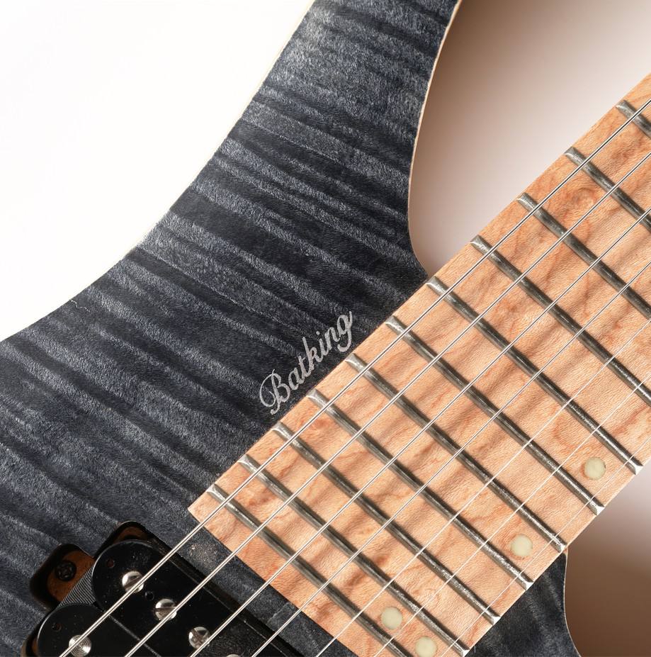 Batking 7 String Fanned Fret Headless Electric Travel Guitar with Multiscale Birdeyes Fingerboard Of Luminous Inlay(HF13)