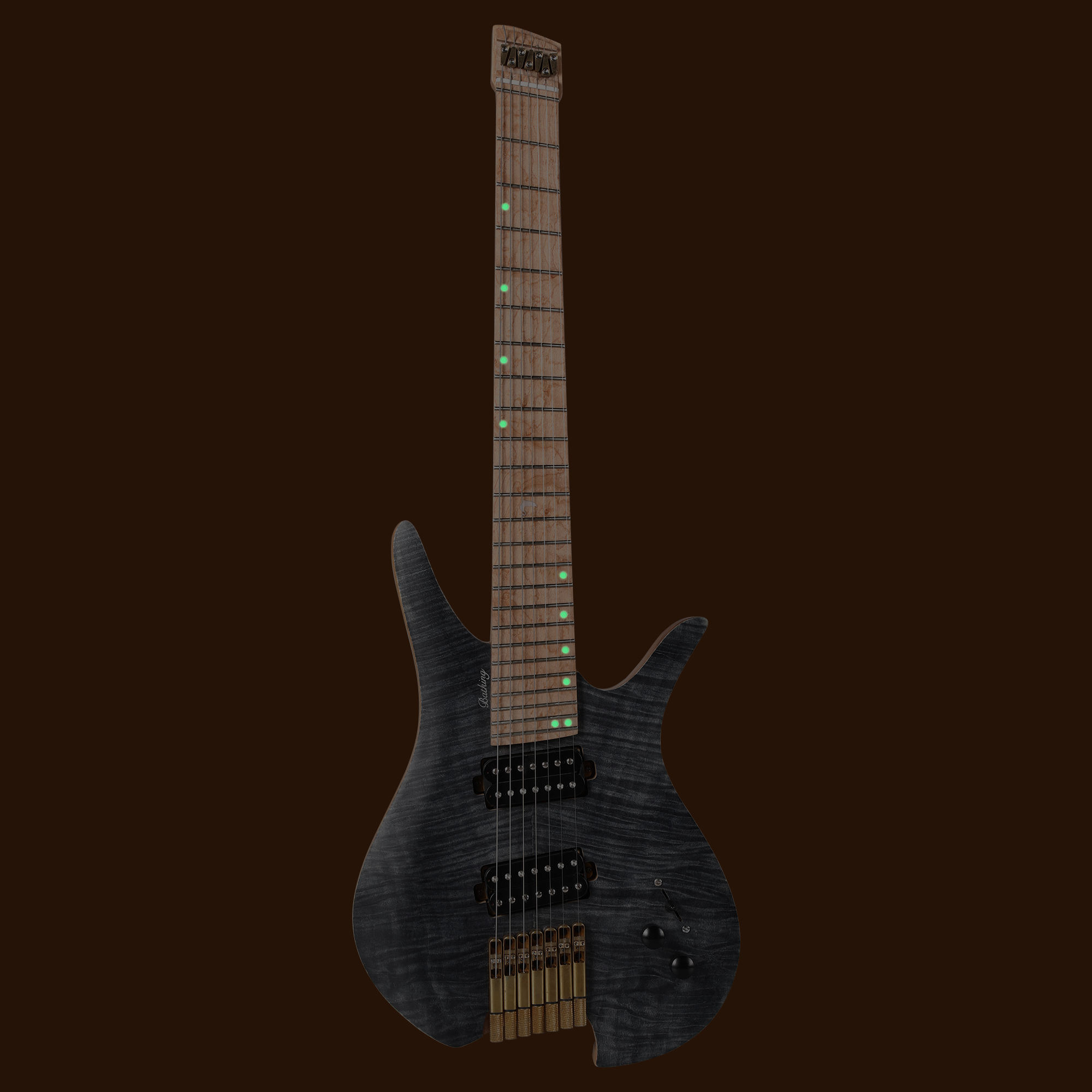 Batking 7 String Fanned Fret Headless Electric Travel Guitar with Multiscale Birdeyes Fingerboard Of Luminous Inlay(HF13)