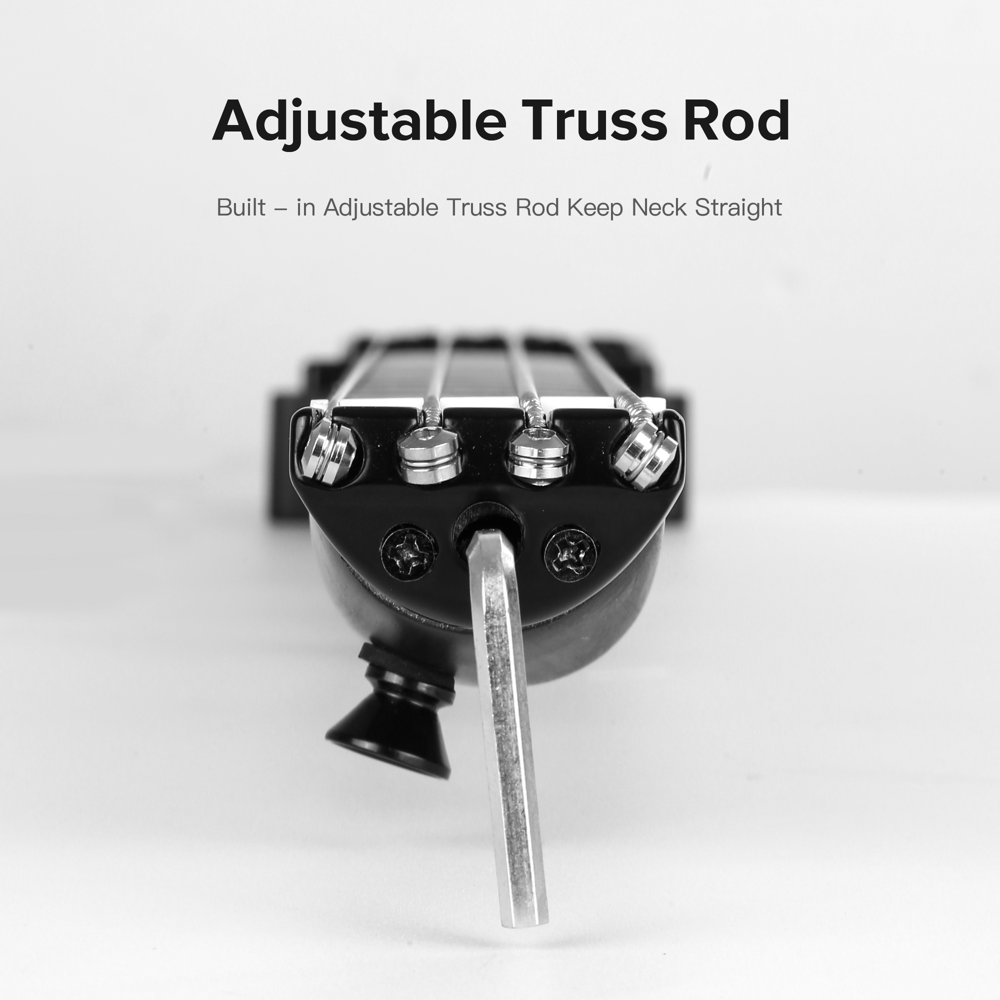 Travel Bass Guitar Electric Headless Bass 4 Strings Electric Bass with Gigbag Wire Truss Road in Black(TBH01)