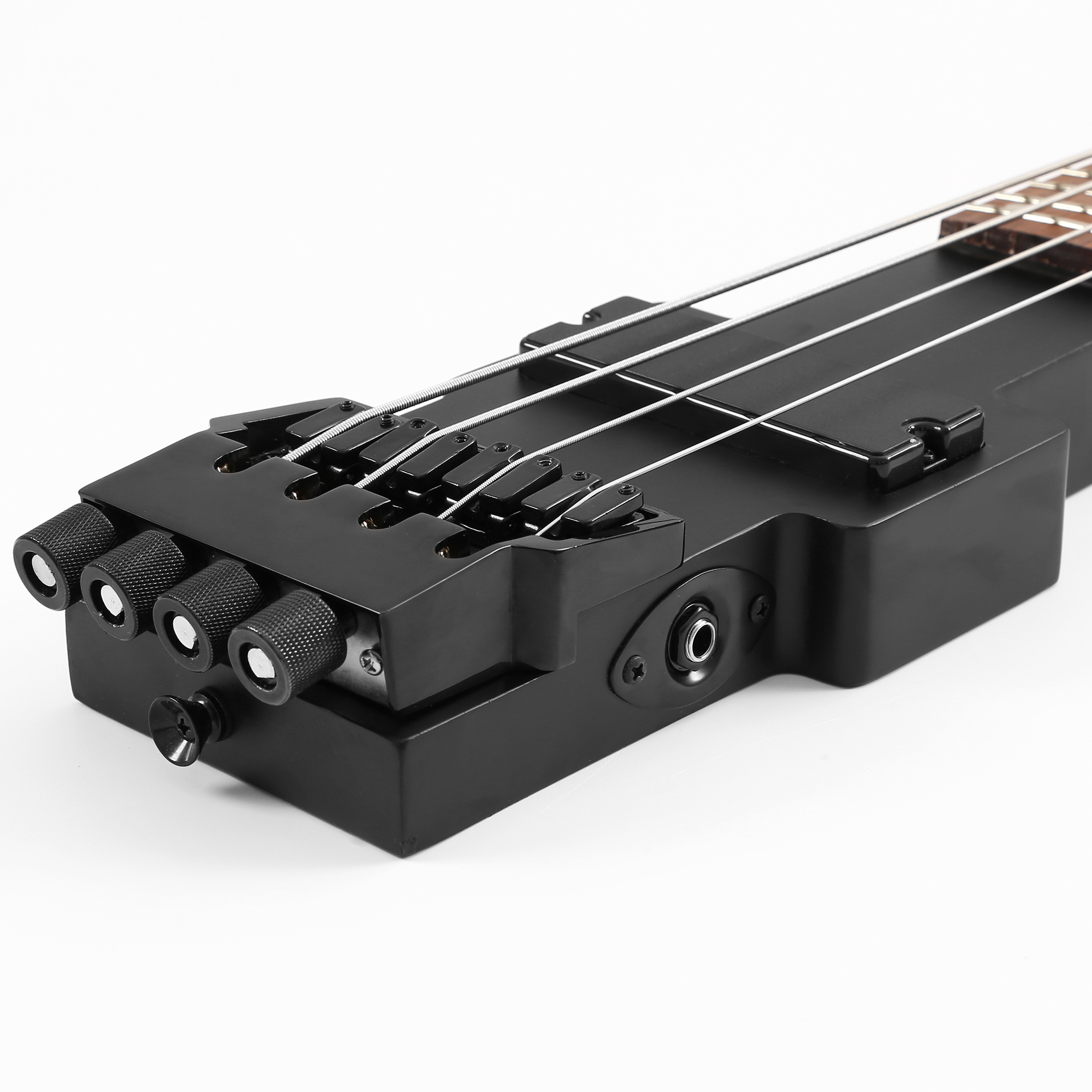 Travel Bass Guitar Electric Headless Bass 4 Strings Electric Bass with Gigbag Wire Truss Road in Black(TBH01)