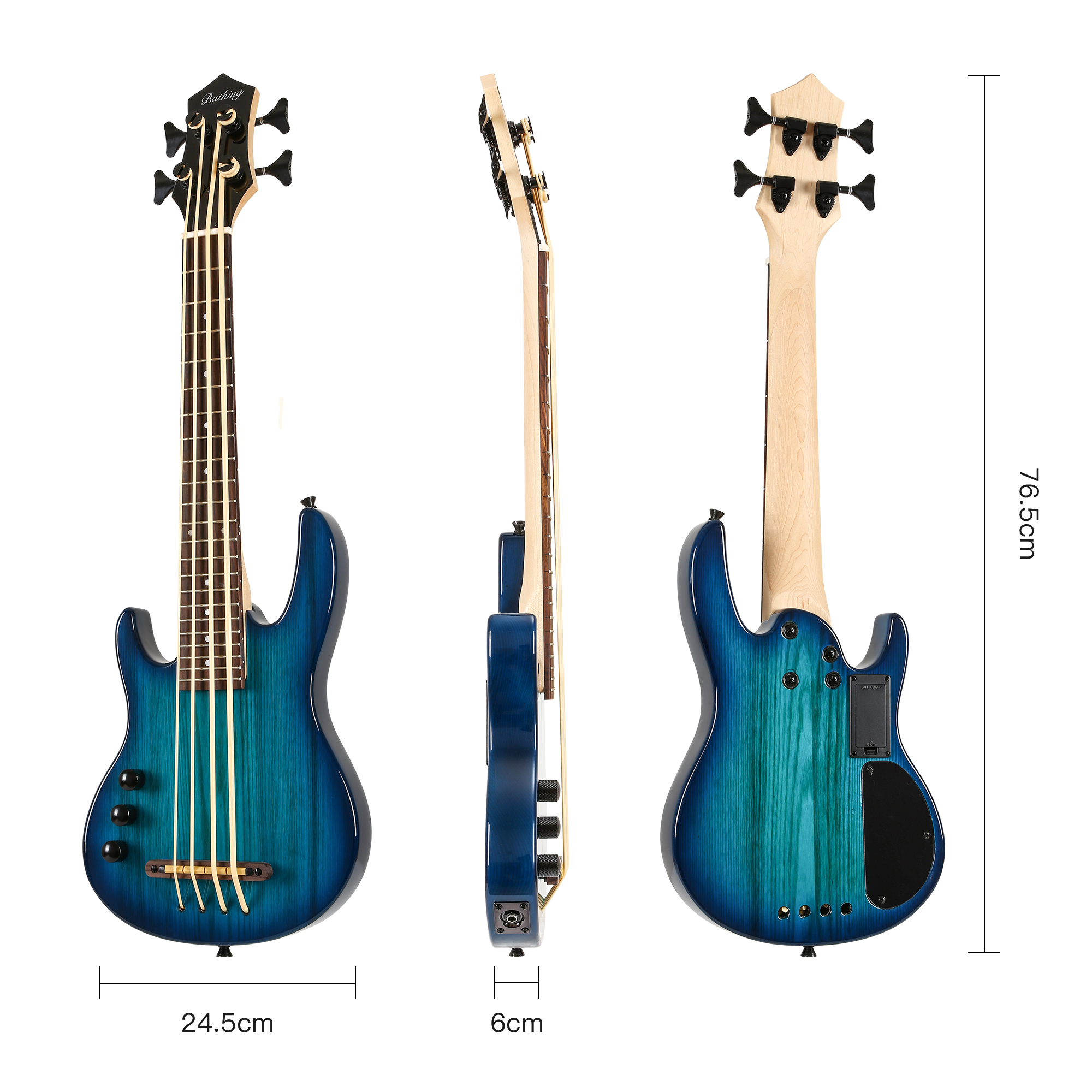 Batking left hand Ukulele bass fretted Electric Uku bass with Gig bag(UBE 04L)
