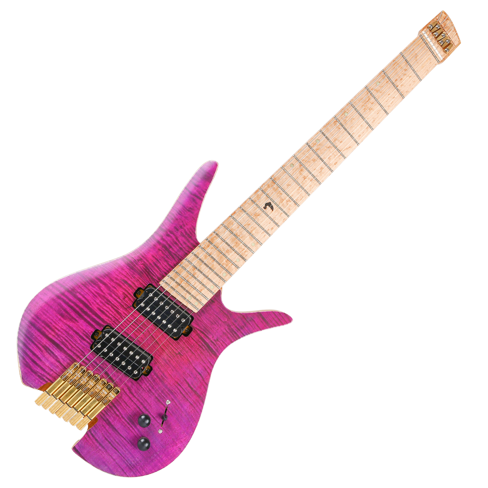 Batking 7 String Fanned Fret Headless Electric Travel Guitar with Multiscale Birdeyes Fingerboard Of Luminous Inlay(HF10)