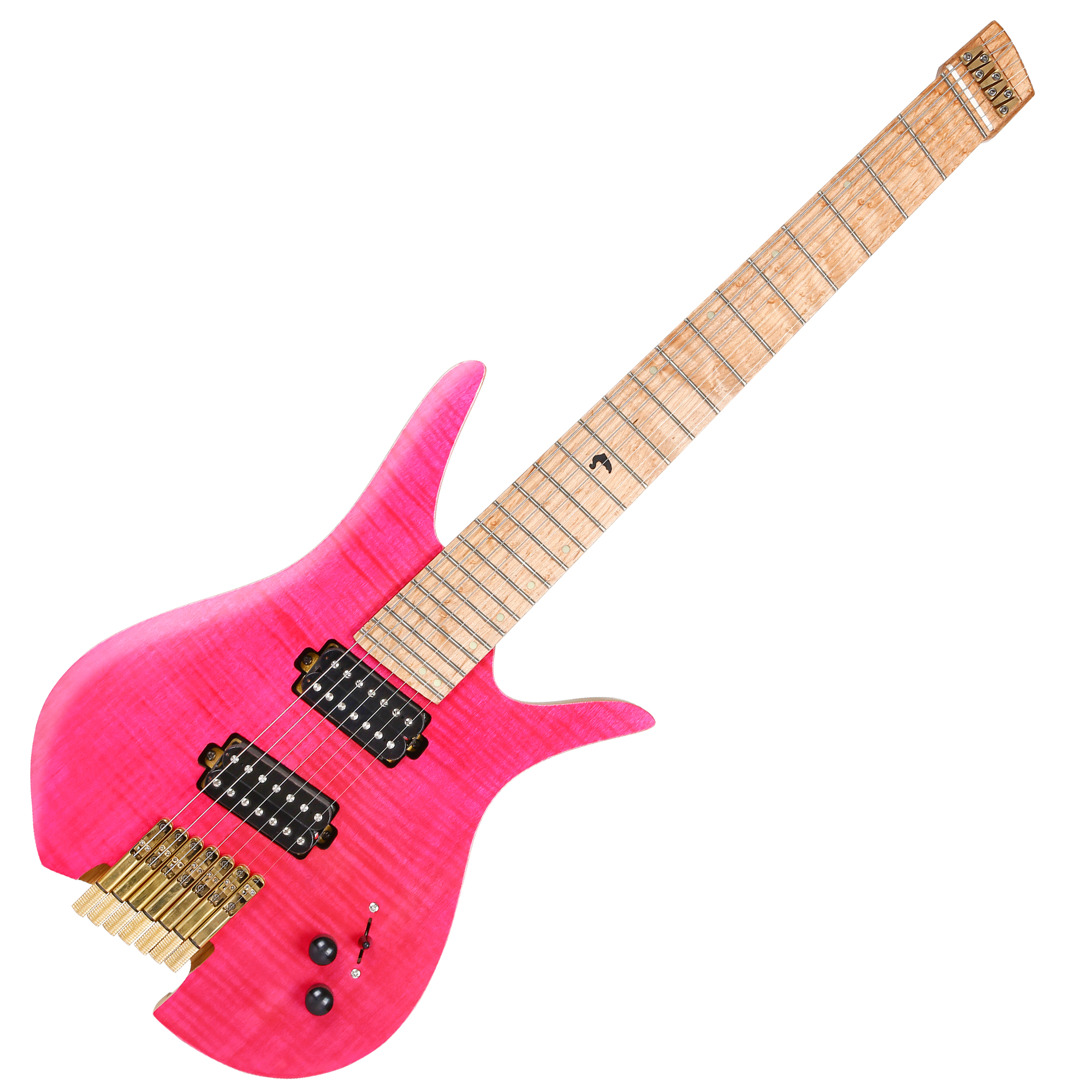 Batking 7 String Fanned Fret Headless Electric Travel Guitar with Multiscale Birdeyes Fingerboard Of Luminous Inlay(HF 09)