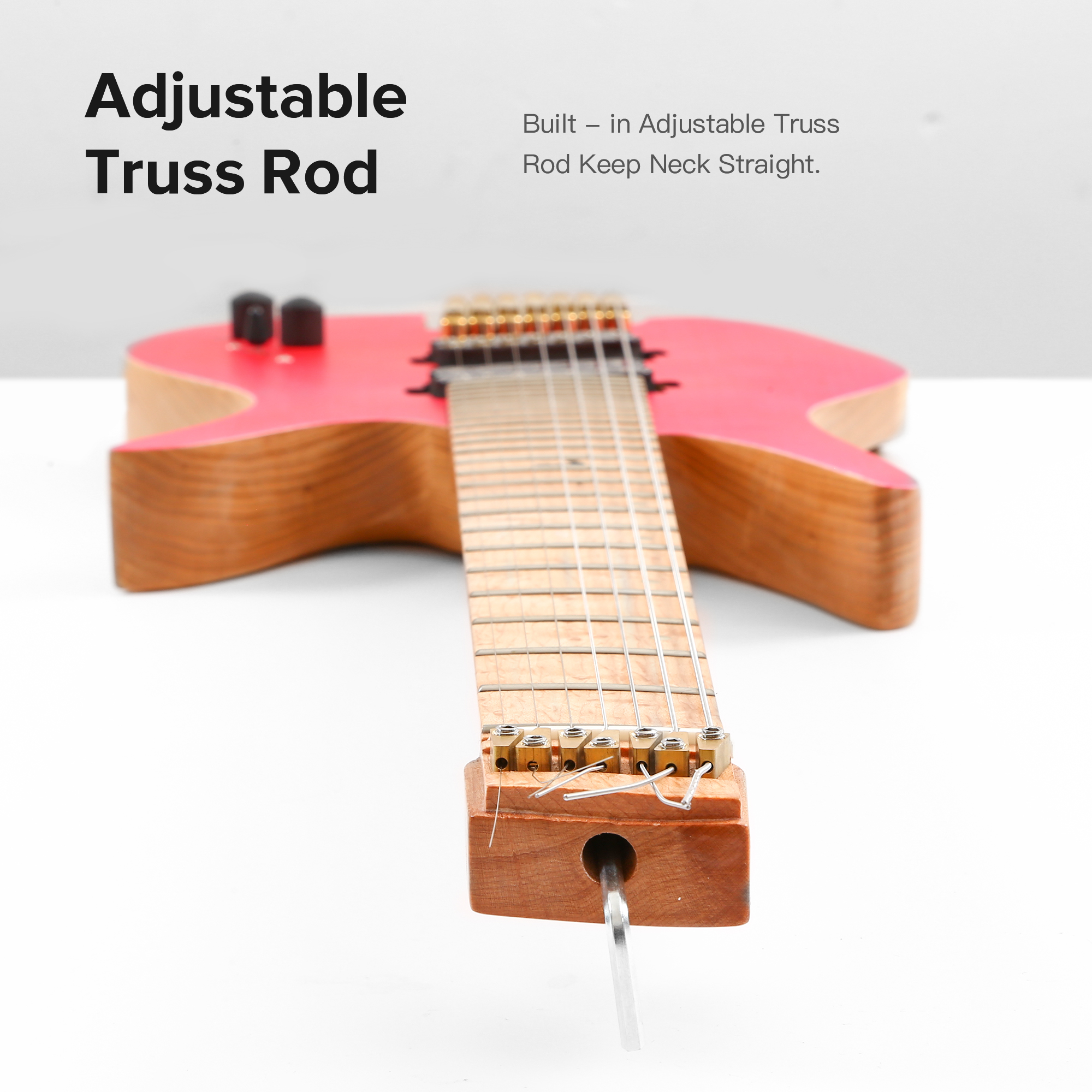 Batking 7 String Fanned Fret Headless Electric Travel Guitar with Multiscale Birdeyes Fingerboard Of Luminous Inlay(HF 09)