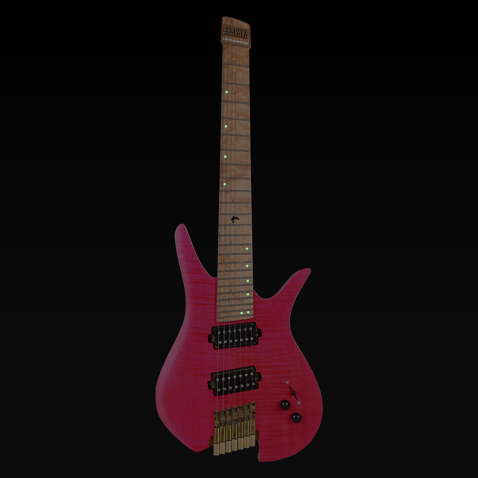 Batking 7 String Fanned Fret Headless Electric Travel Guitar with Multiscale Birdeyes Fingerboard Of Luminous Inlay(HF 09)