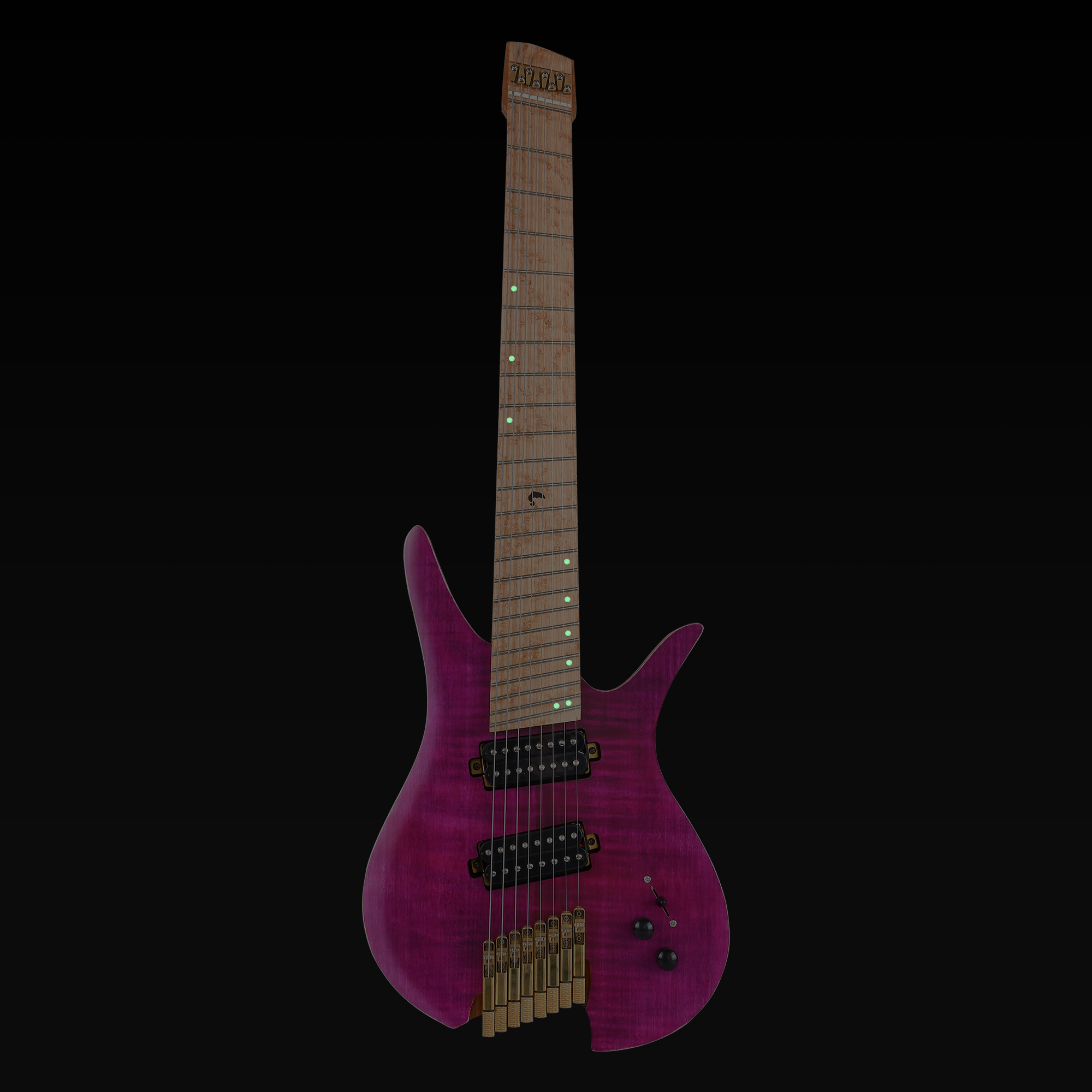 Batking 8 String Fanned Fret Headless Electric Travel Guitar with Multiscale Birdeyes Fingerboard Of Luminous Inlay HF15