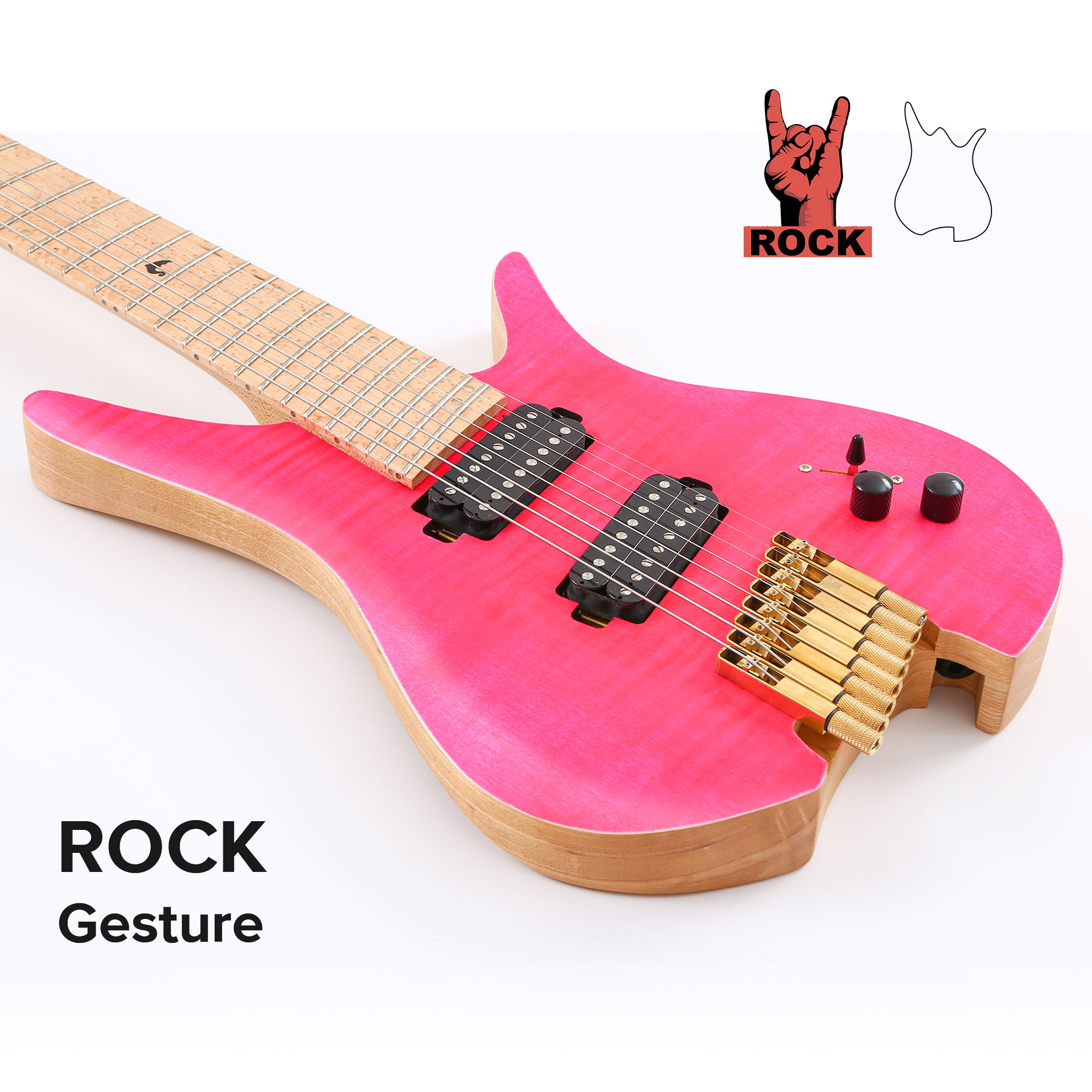 Batking  8 String  Fanned Fret Headless Electric Travel Guitar with Multiscale Birdeyes Fingerboard  Of Luminous Inlay(HF07)