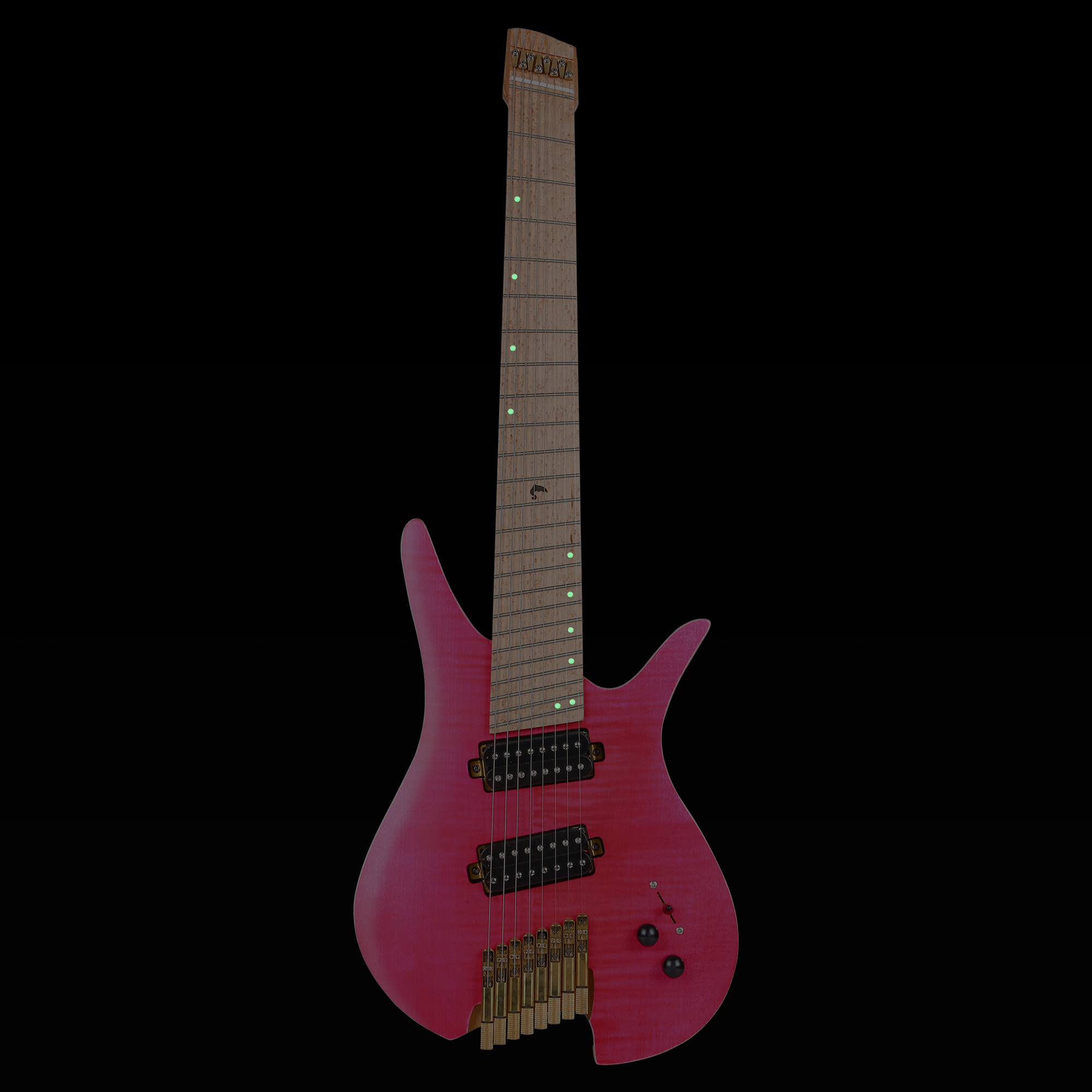 Batking  8 String  Fanned Fret Headless Electric Travel Guitar with Multiscale Birdeyes Fingerboard  Of Luminous Inlay(HF07)