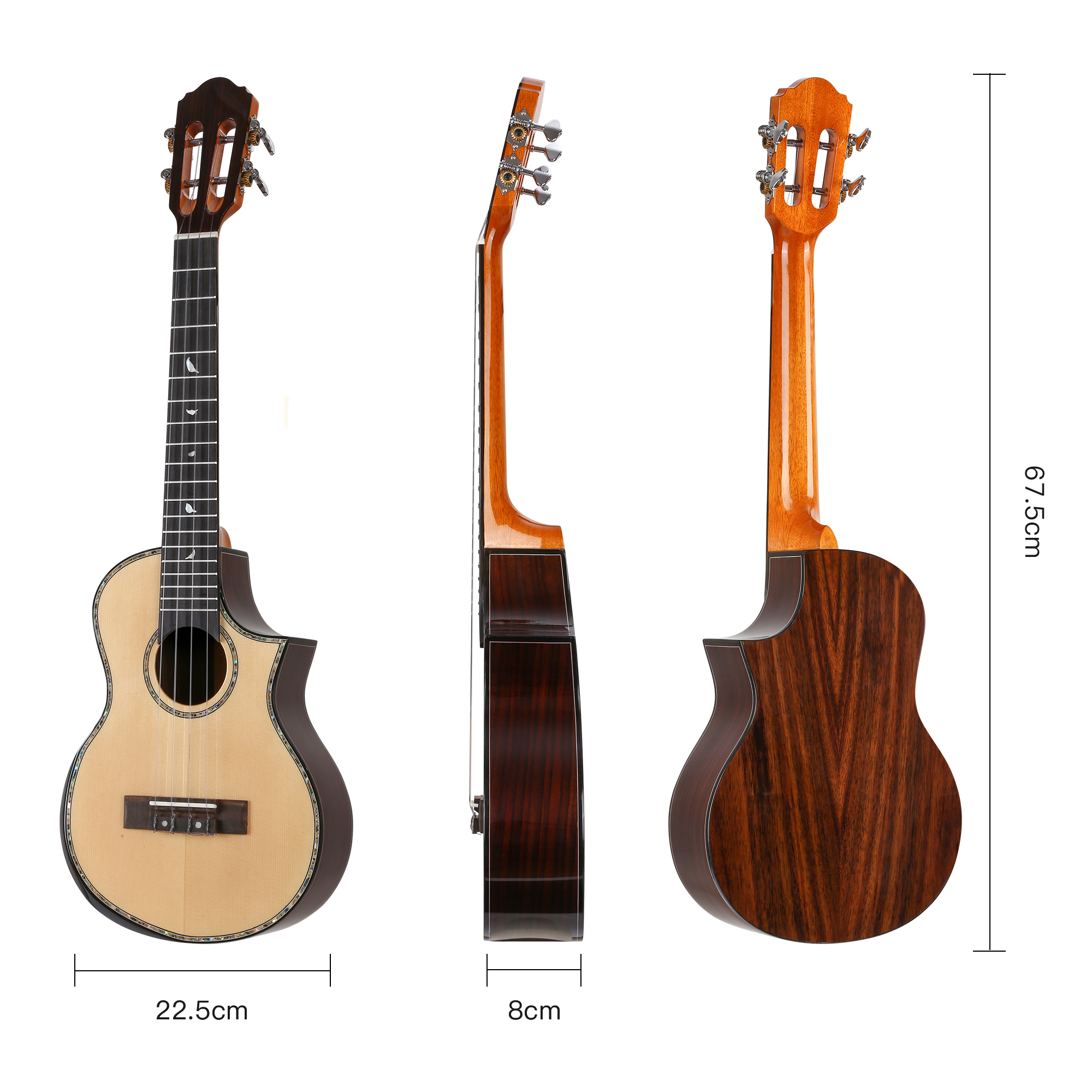 Batking Tenor Ukulele for Professional Solid Wood 26 inch Hawaiian Ukalalee for Adults Cutaway Travel Ukuleles for Kids Slotted Headstock Ukele with Gig Bag(U3)