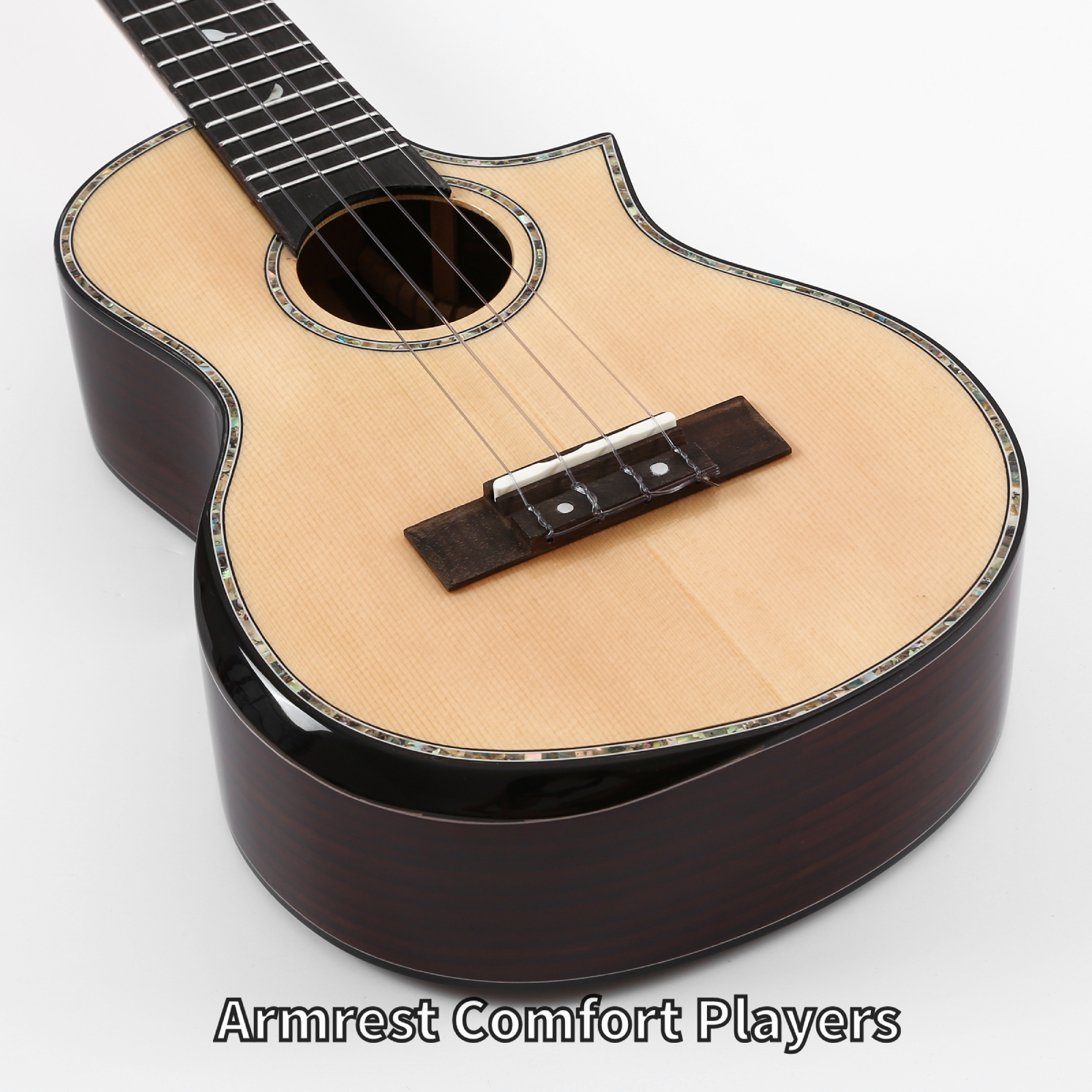 Batking Tenor Ukulele for Professional Solid Wood 26 inch Hawaiian Ukalalee for Adults Cutaway Travel Ukuleles for Kids Slotted Headstock Ukele with Gig Bag(U3)