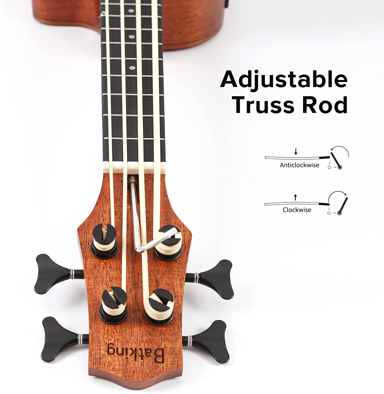 Batking Fretted Ubass 30 inch Baritone Electric Ukulele Bass Electric Acoustic Bass Ukulele Wtih Gig Bag(UBB03 F)