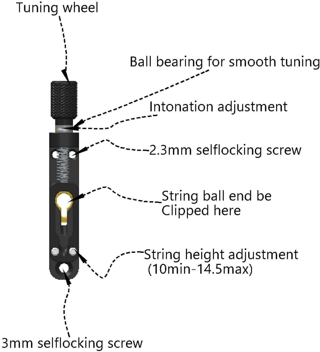 Batking Fixed Bridge Electric Travel Guitars Brass Bridges Fit to for 8 Strings Headless Guitar(HB11)