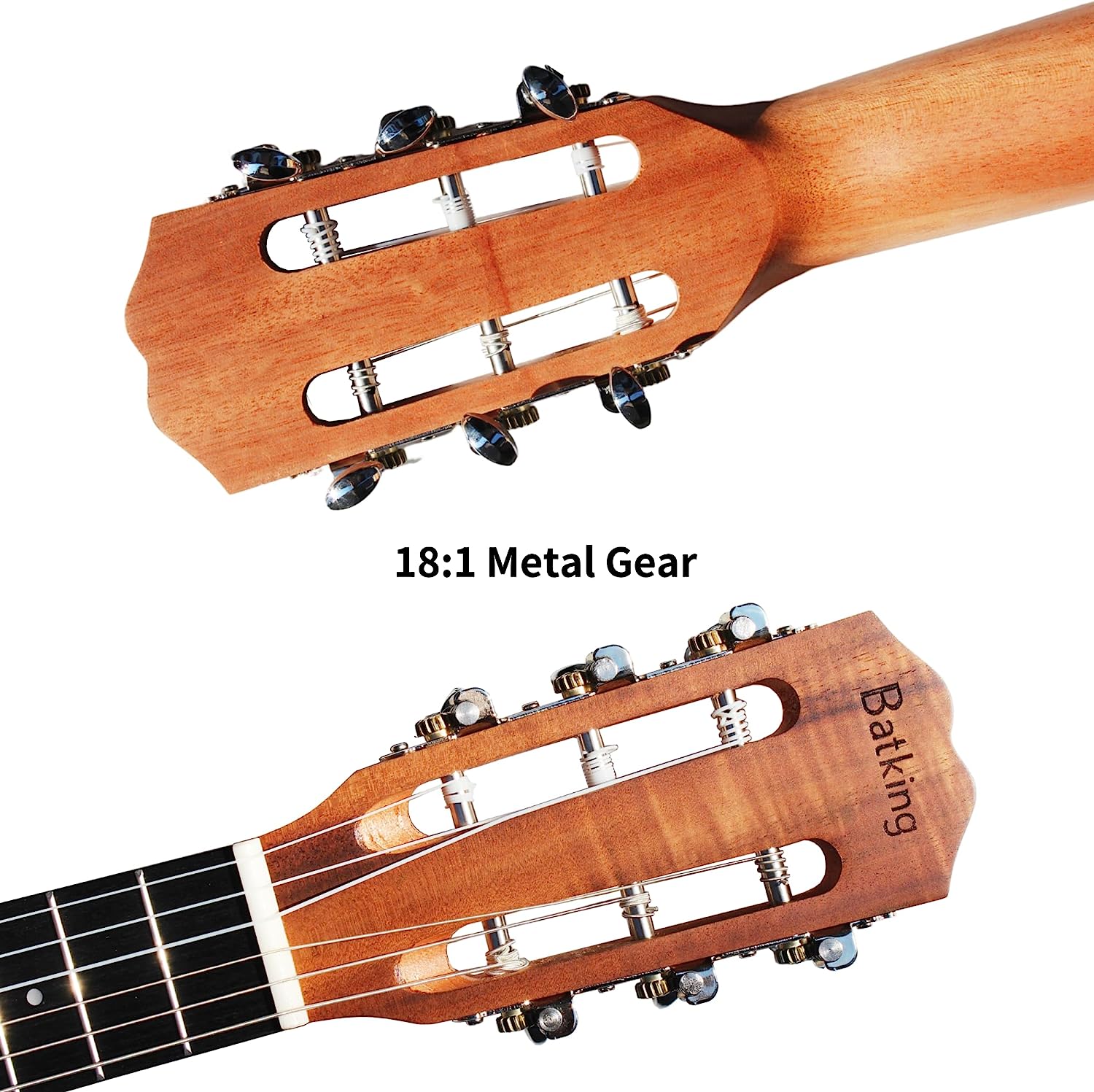 Batking Guitalele Left Hand 28 inch Acoustic 6 Strings Electric Guitar Ukulele Small Travel Classical Guitarlele Acacia KOA Wood Satin Finish For Adults Kids Beginners with EQ Gig Bag(UKG01 L)