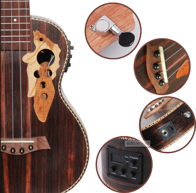 Batking Tenor Ukulele for Left Hand 26 Inch All Blackwood Acoustic Electirc Ukelele Kit with Truss Rod with EQ with Gig Bag(U4L)