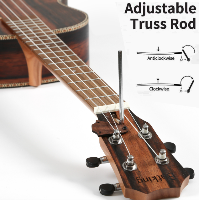 Batking Tenor Ukulele for Left Hand 26 Inch All Blackwood Acoustic Electirc Ukelele Kit with Truss Rod with EQ with Gig Bag(U4L)