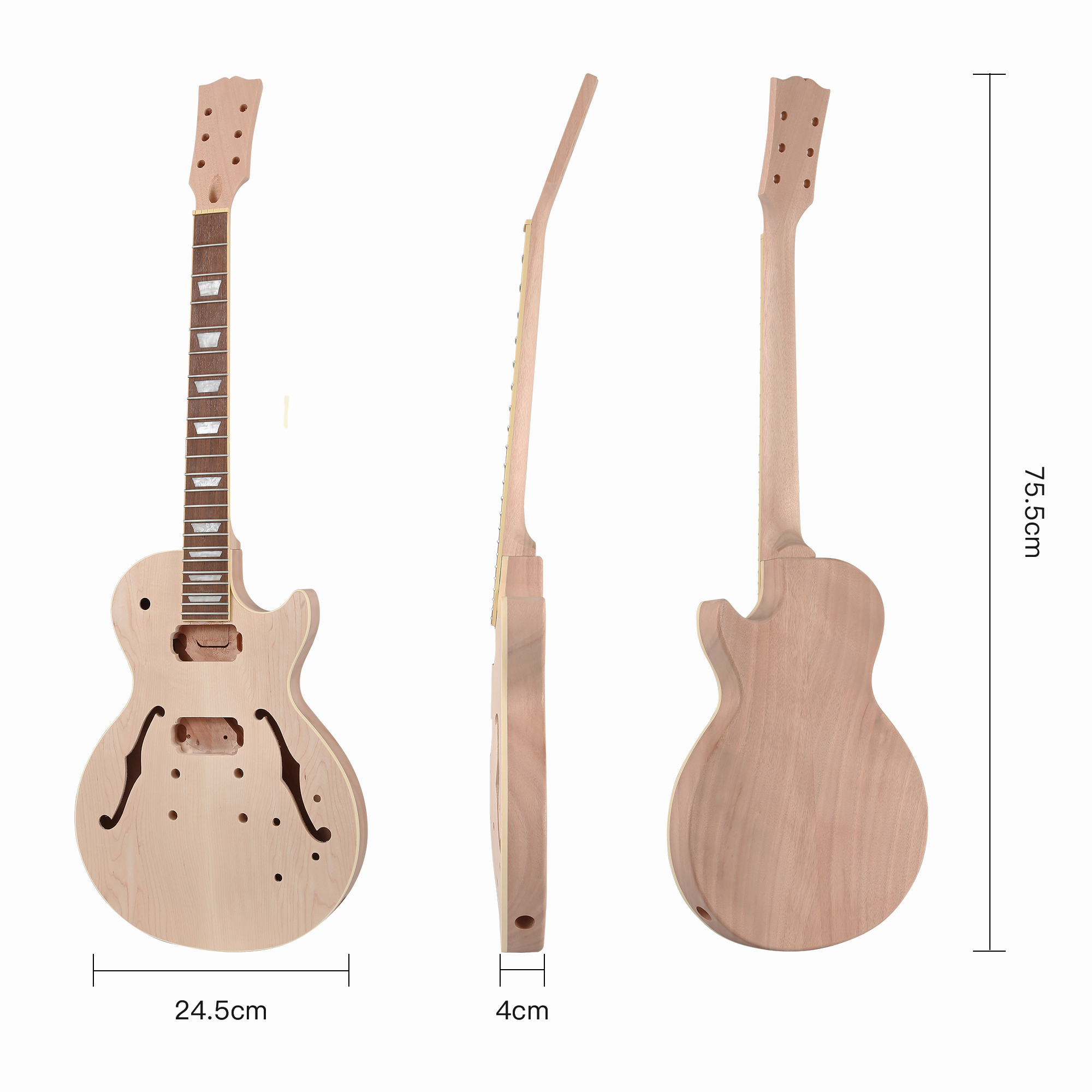 Batking DIY Guitar Kits Build Your Own Unfinished Semi Hollow Electric Guitars Project Package with All Accessories(GK01)