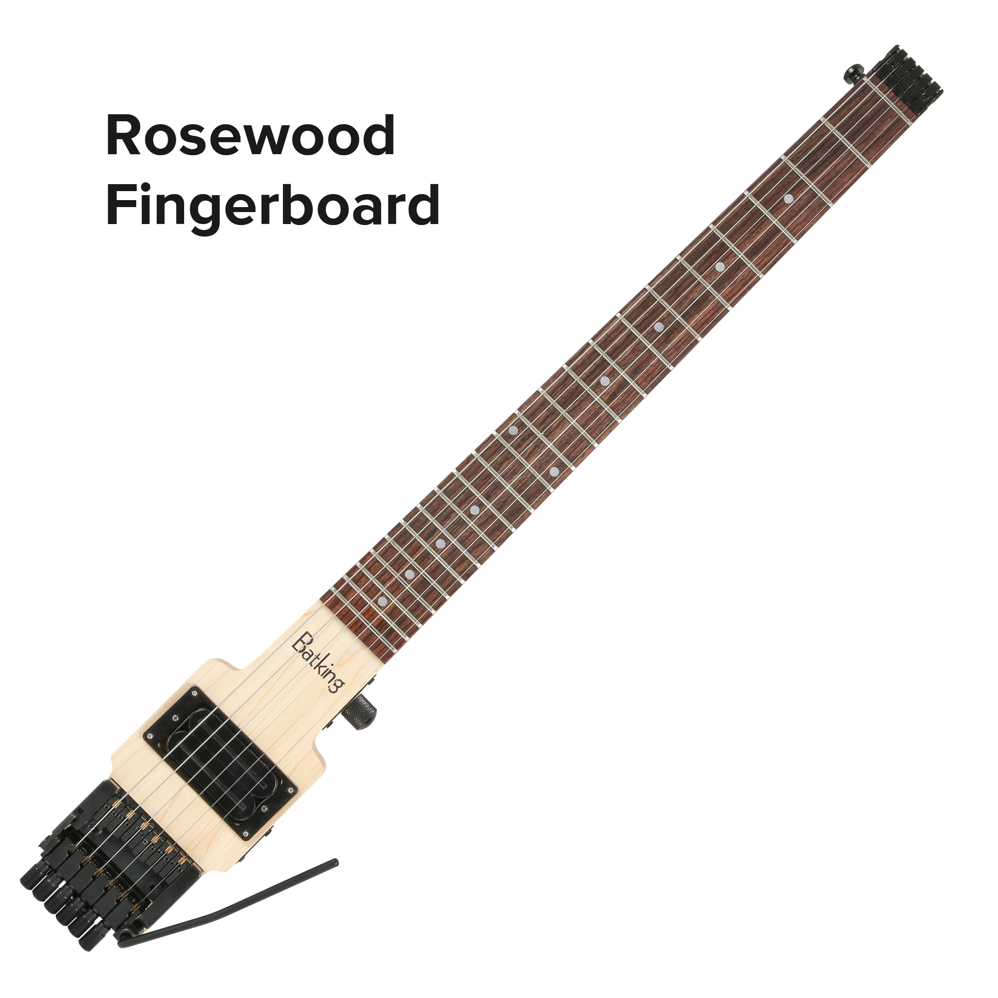 Travel Electric Guitar Headless 6 String Guitar One piece Canada maple neck through body design Double Locking Tremolo(TGH 02)