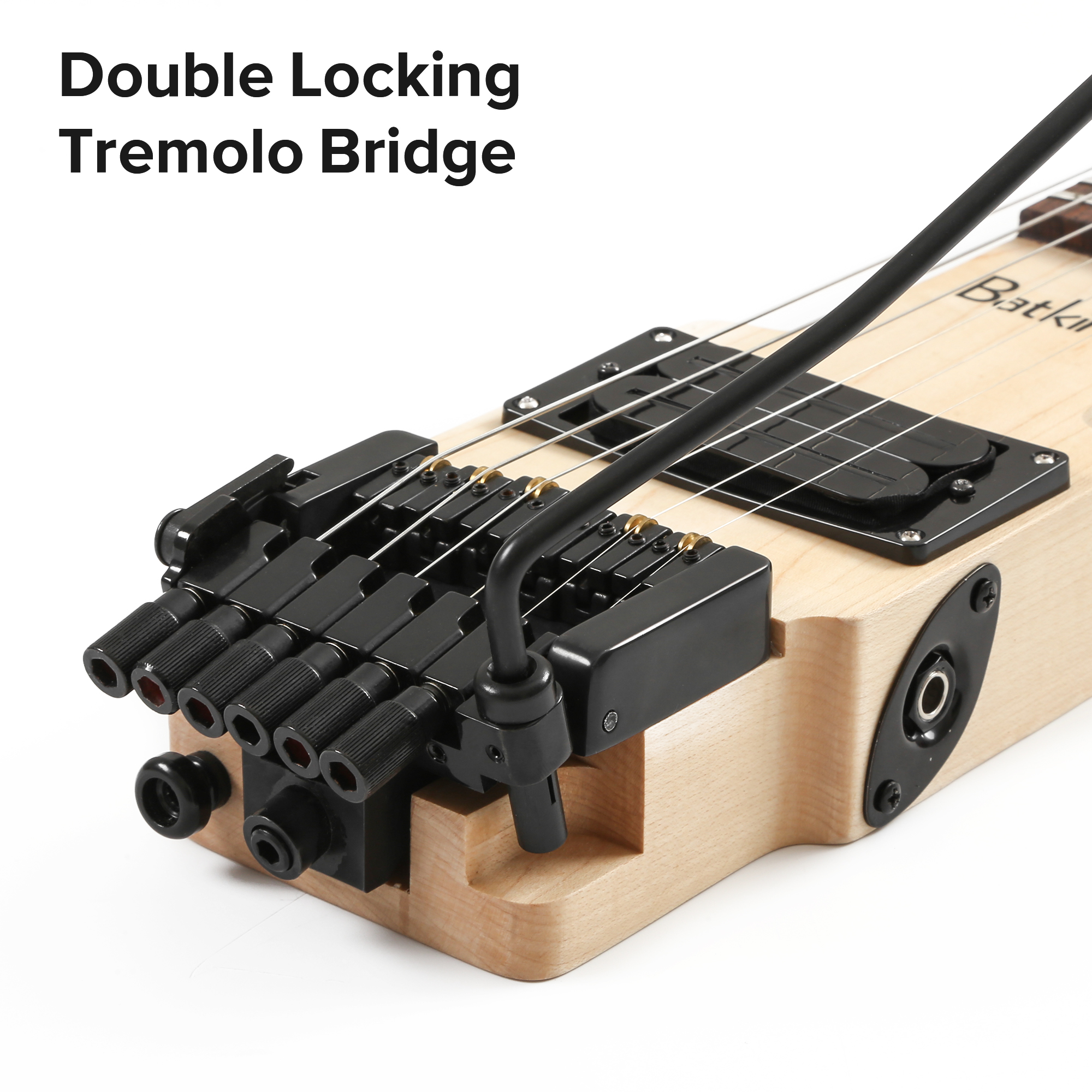 Travel Electric Guitar Headless 6 String Guitar One piece Canada maple neck through body design Double Locking Tremolo(TGH 02)