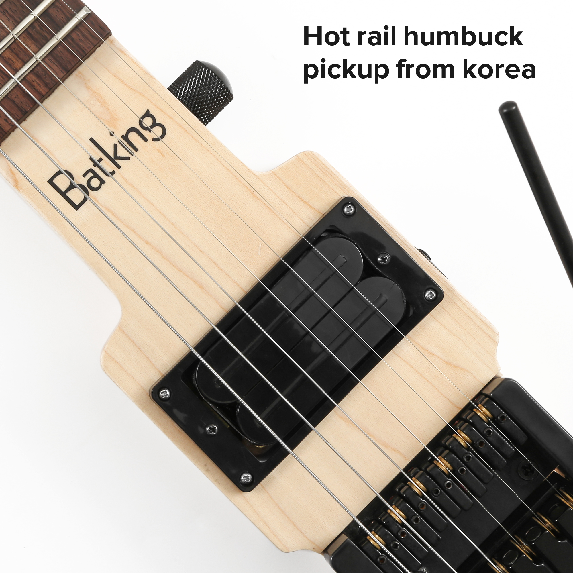 Travel Electric Guitar Headless 6 String Guitar One piece Canada maple neck through body design Double Locking Tremolo(TGH 02)