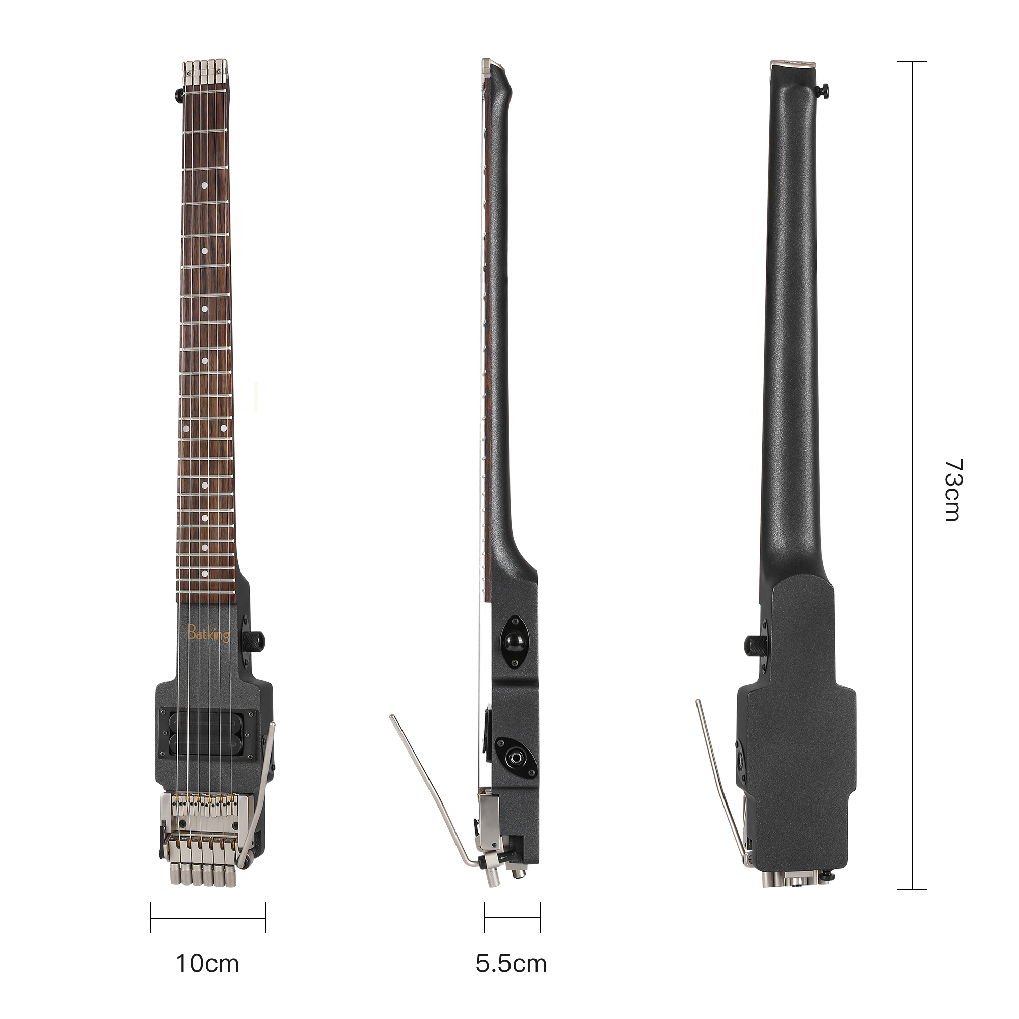 Travel Electric Guitar Headless 6 String Guitar One piece Canada maple neck through body design Double Locking Tremolo(TGH 01)