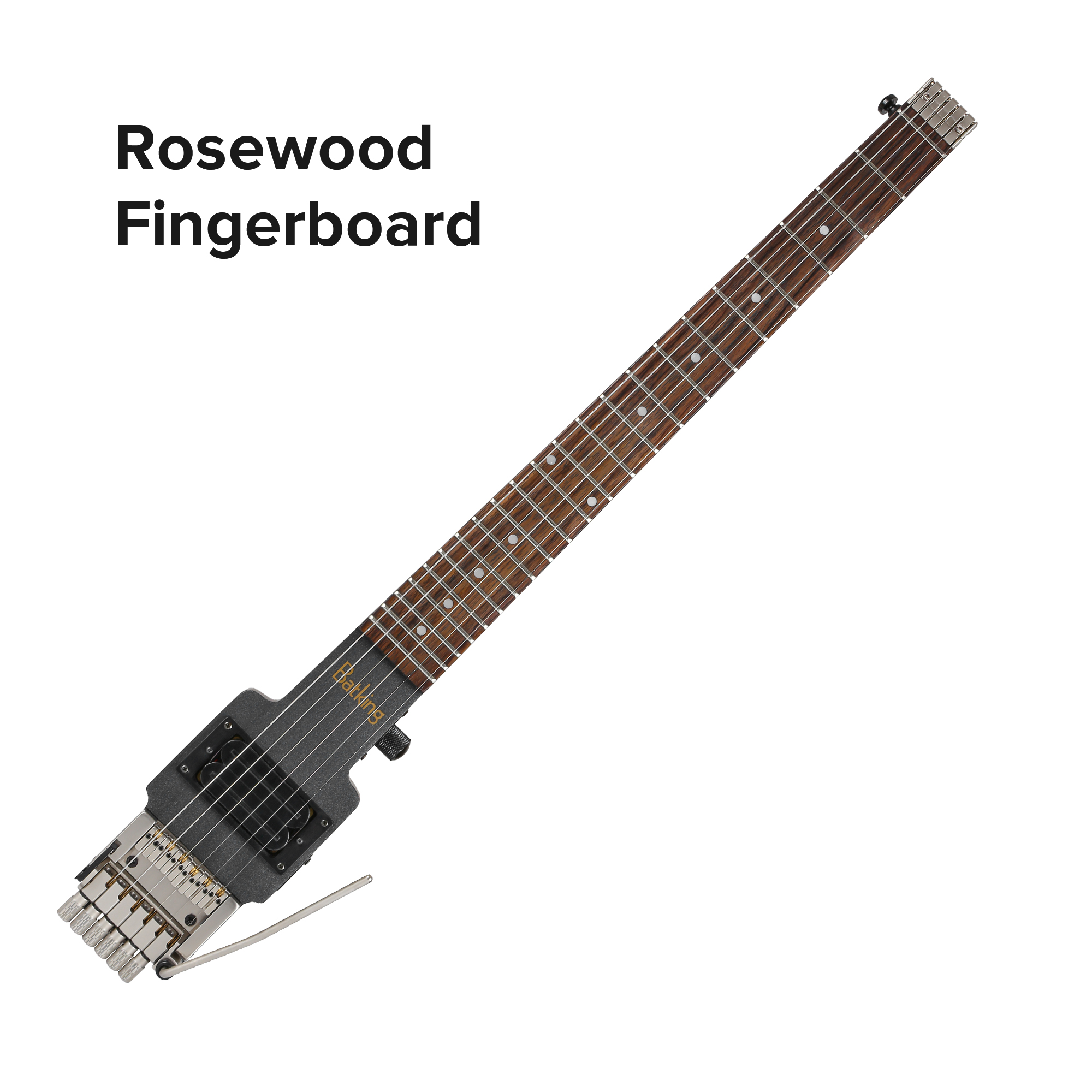 Travel Electric Guitar Headless 6 String Guitar One piece Canada maple neck through body design Double Locking Tremolo(TGH 01)