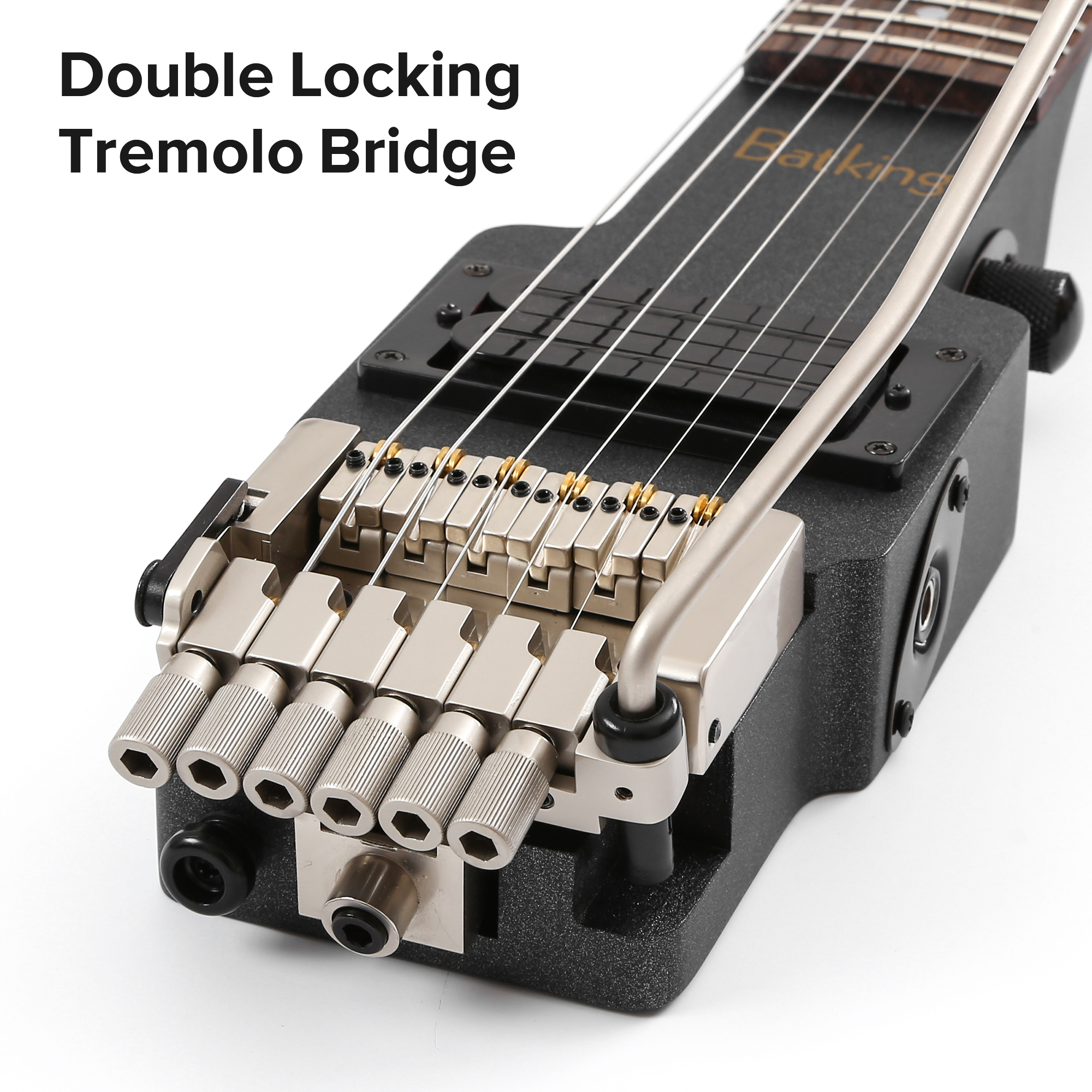 Travel Electric Guitar Headless 6 String Guitar One piece Canada maple neck through body design Double Locking Tremolo(TGH 01)