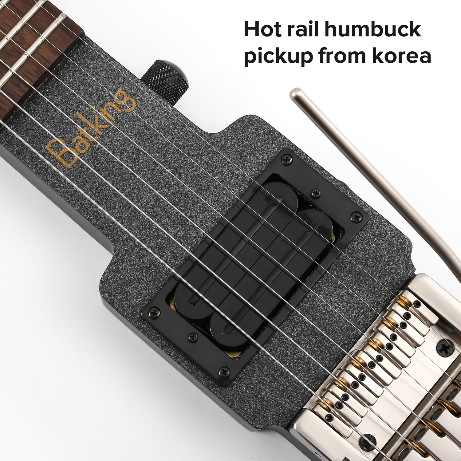 Travel Electric Guitar Headless 6 String Guitar One piece Canada maple neck through body design Double Locking Tremolo(TGH 01)