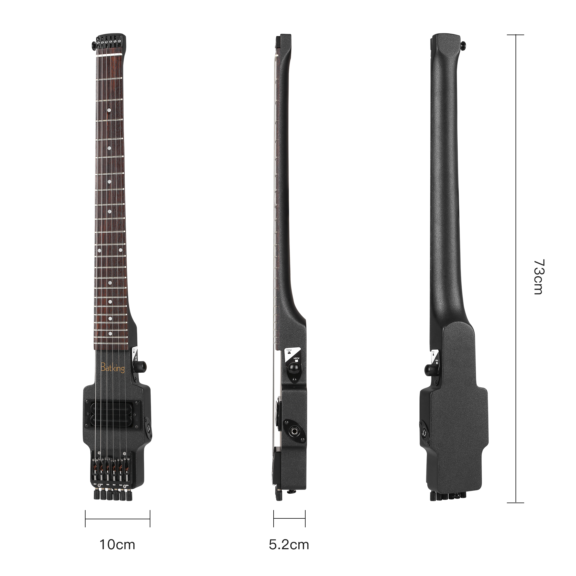 Travel Guitar Electric Headless Guitar 6 Strings One piece Canada Maple Neck Through Body Design Brass Fix Bridge with Gigbag(TGH 03)