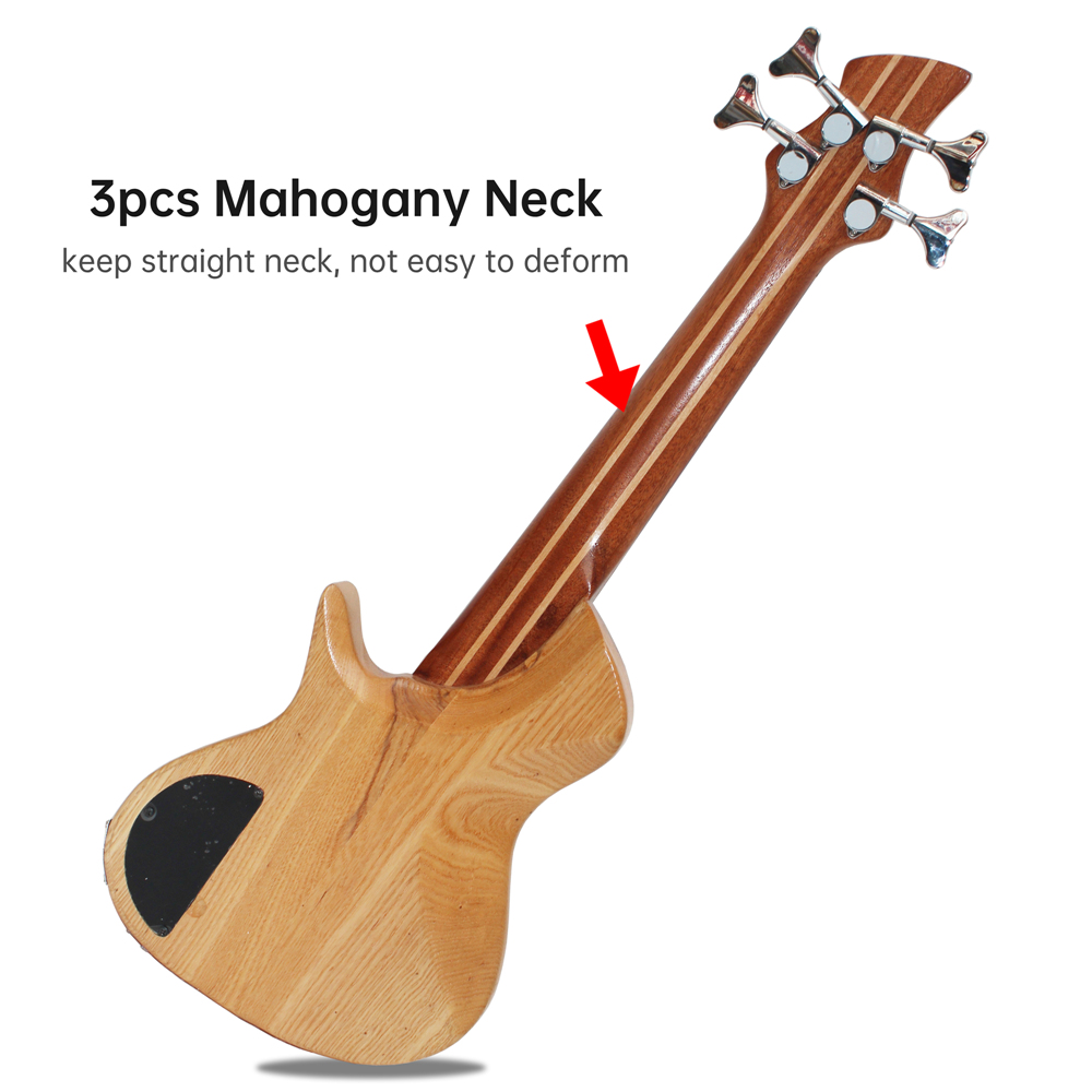 Batking Travel Mini Bass Electric Ubass 4 String Fretted Bass Ukelele with Gig bag(UB01)
