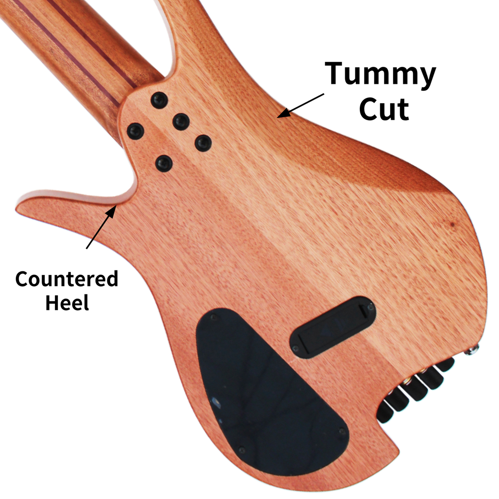 Travel Electric Bass Guitar Headless 5 String Fanned Fret Electric Bass