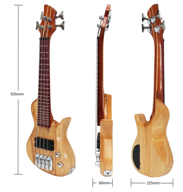 Batking Travel Mini Bass Electric Ubass 4 String Fretted Bass Ukelele with Gig bag(UB01)