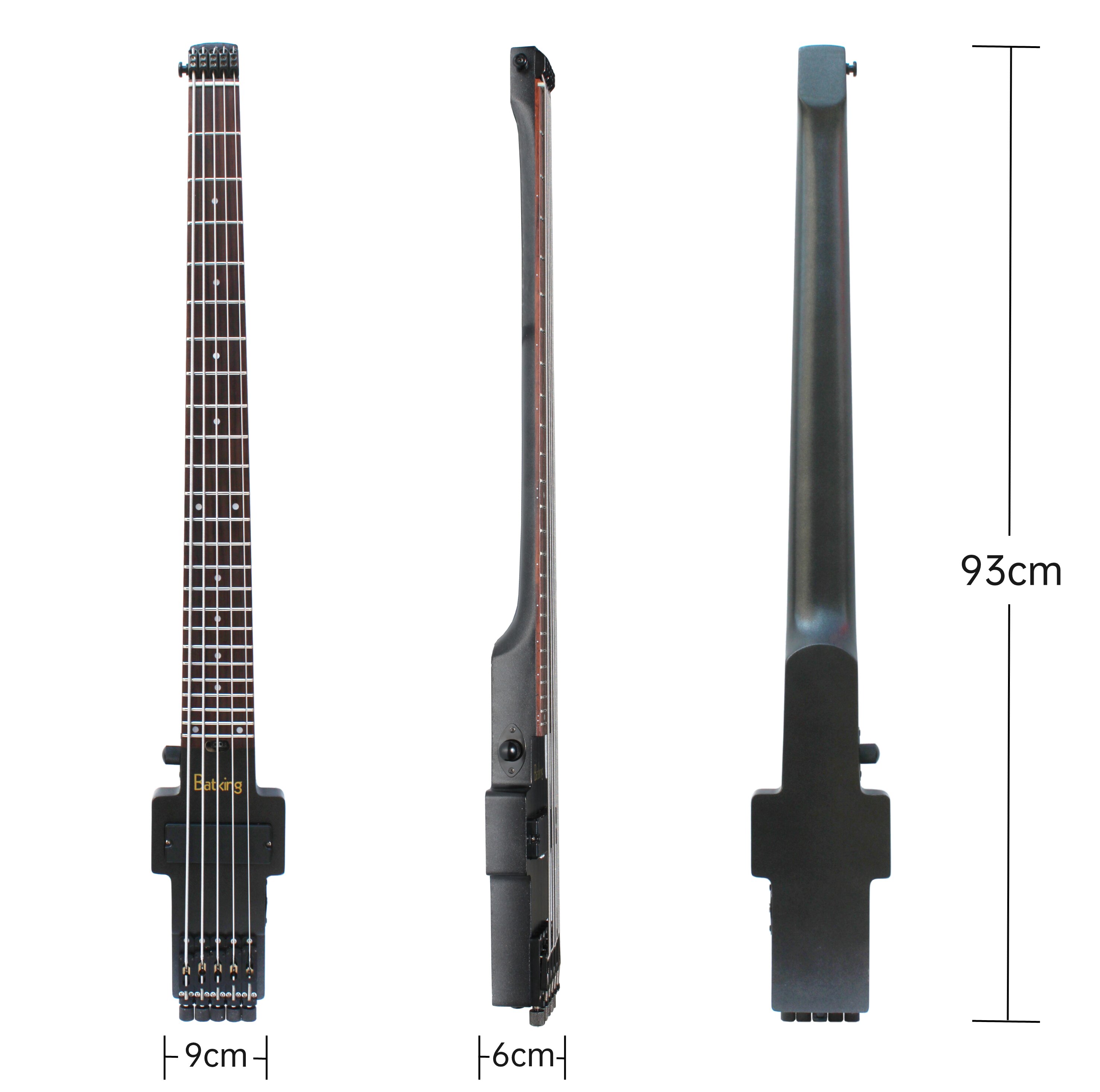 Travel Bass Guitar Electric Headless Bass 5 Strings Electric Bass with Gigbag Wire Truss Road in Black(TBH02)