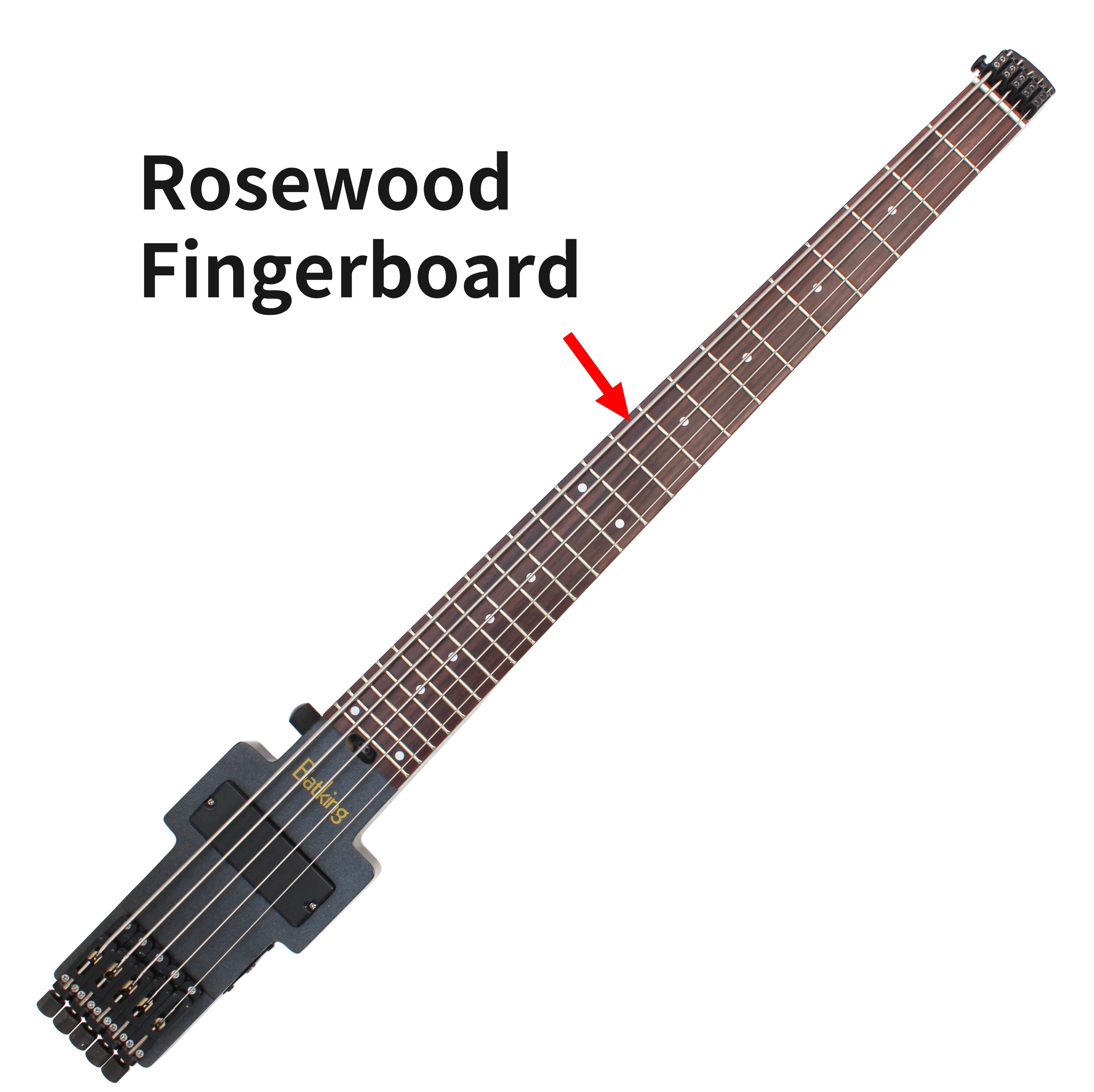 Travel Bass Guitar Electric Headless Bass 5 Strings Electric Bass with Gigbag Wire Truss Road in Black(TBH02)