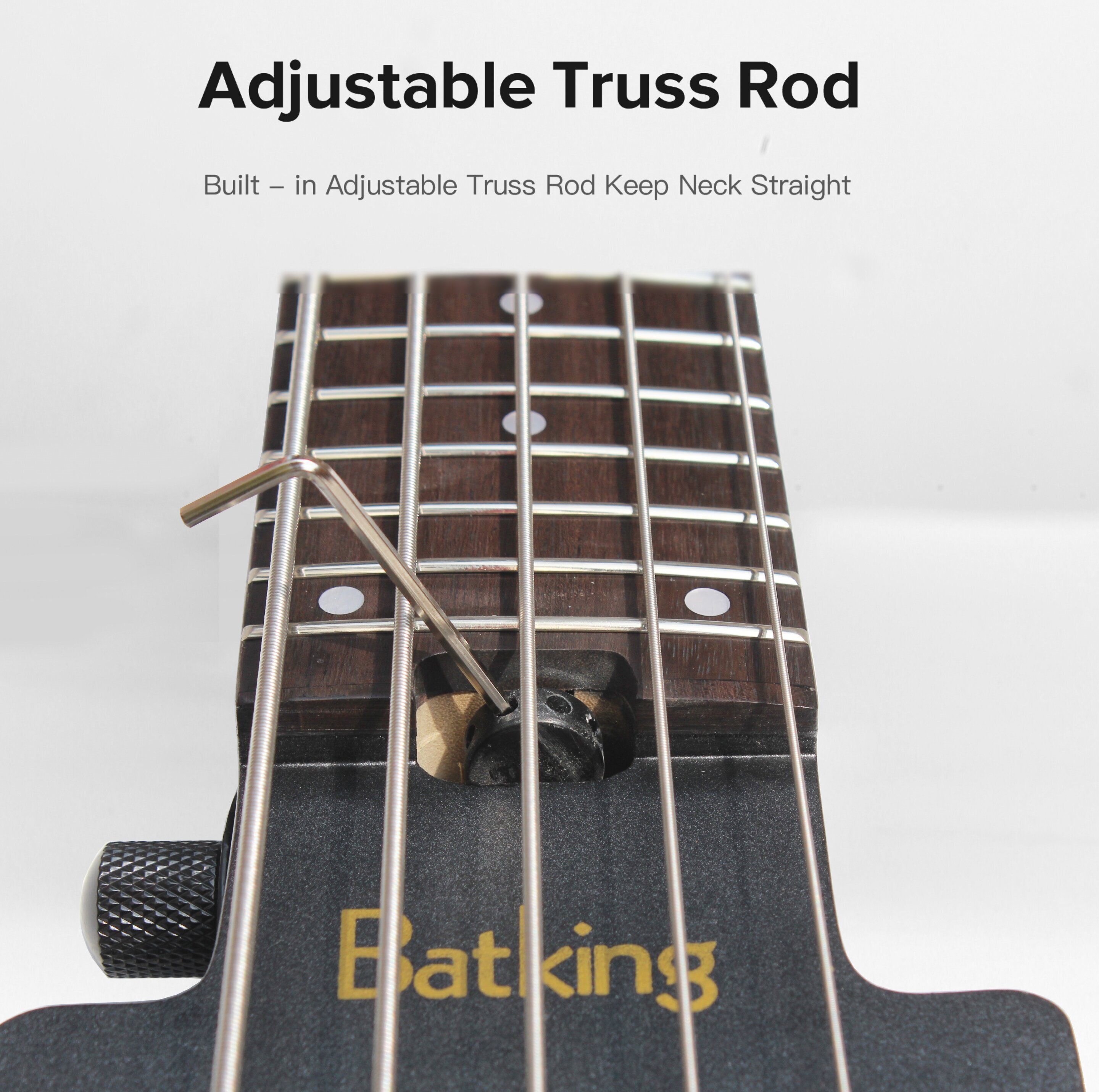 Travel Bass Guitar Electric Headless Bass 5 Strings Electric Bass with Gigbag Wire Truss Road in Black(TBH02)
