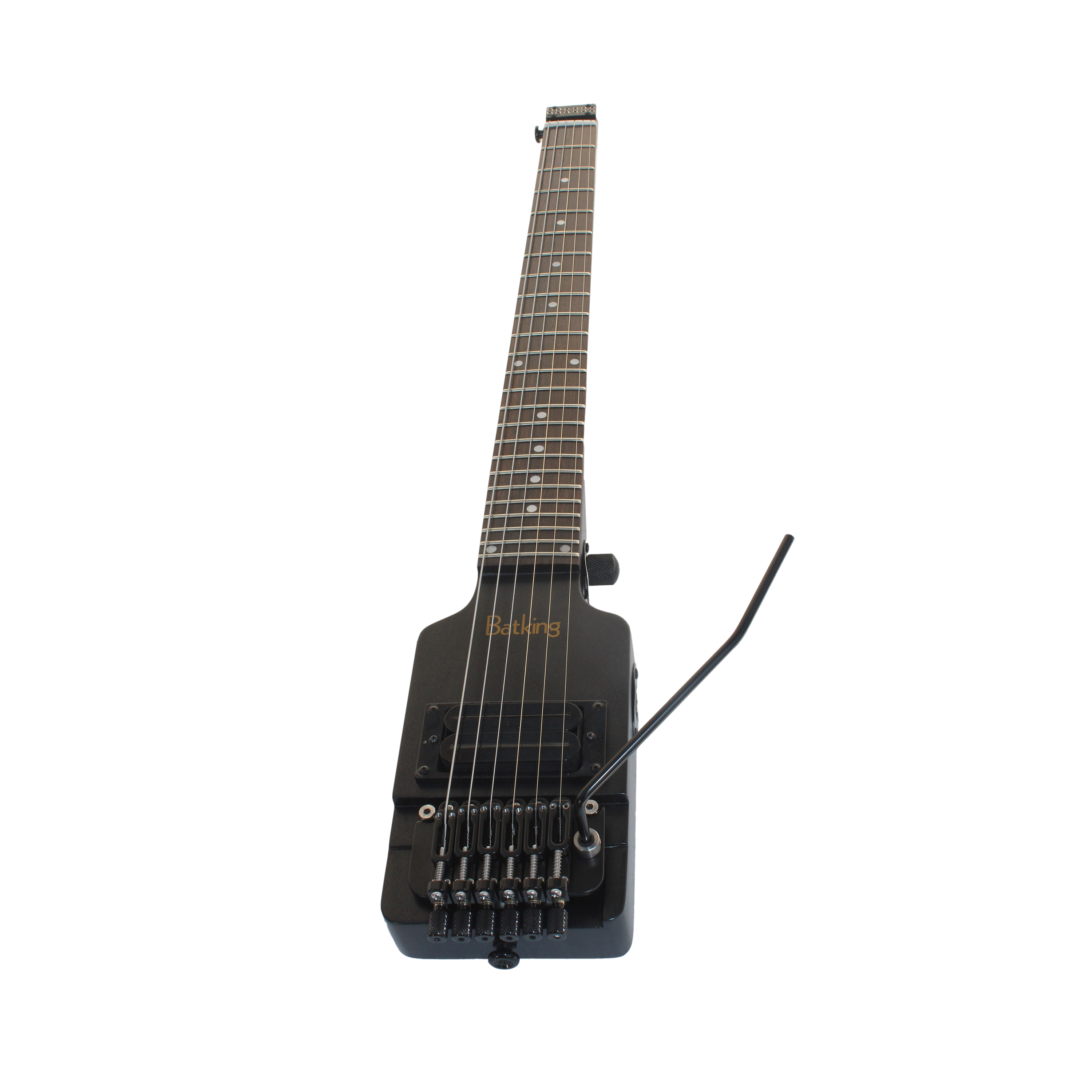 Travel Electric Guitar Headless 6 Strings Guitar One piece Canada Maple Neck Through Body Design Brass Fix Bridge with Gigbag(TGH 04)