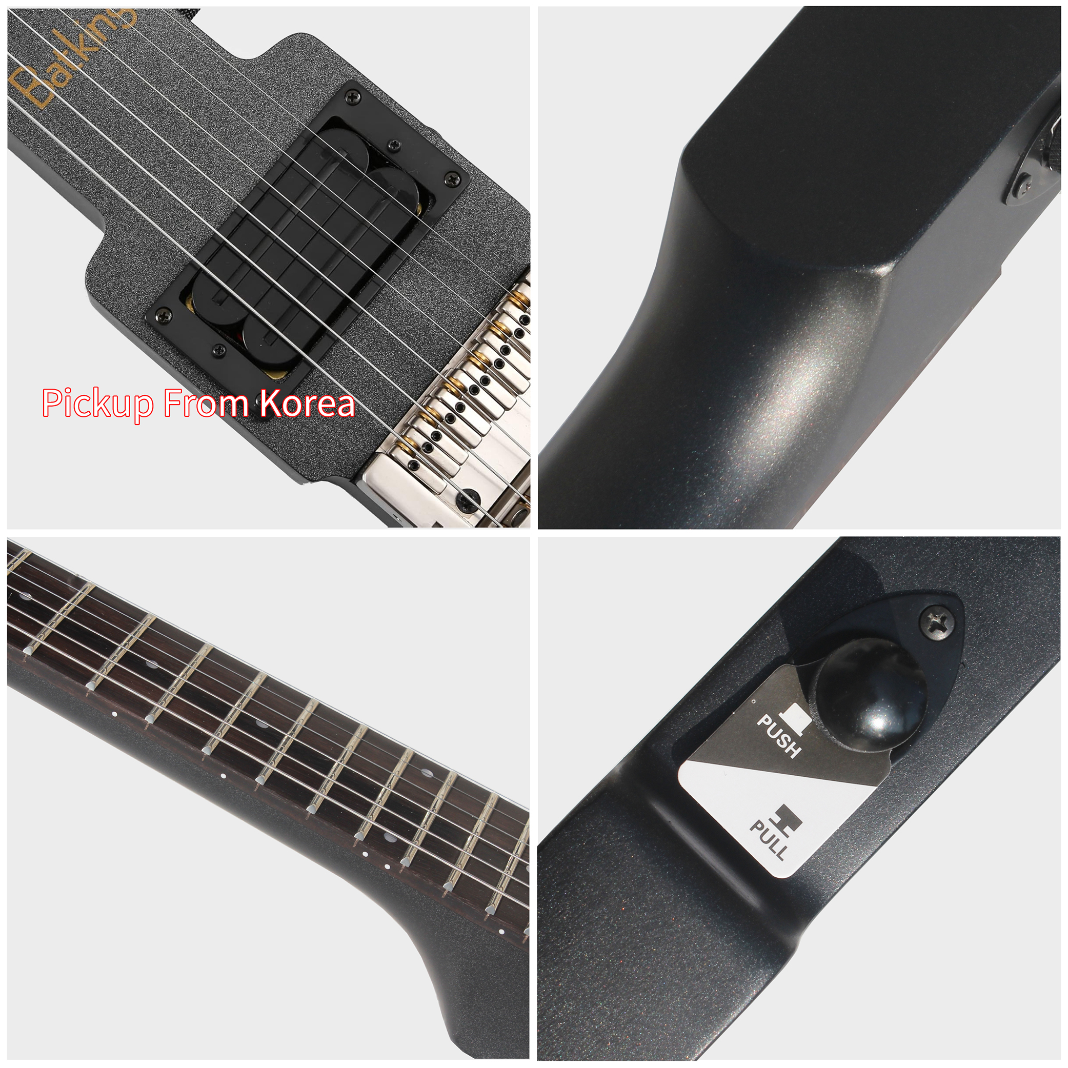 Electric Mini Travel Headless Guitar With Tremolo Canadian Maple Body With Padded Bag Push Pull Switch(TGH 05)