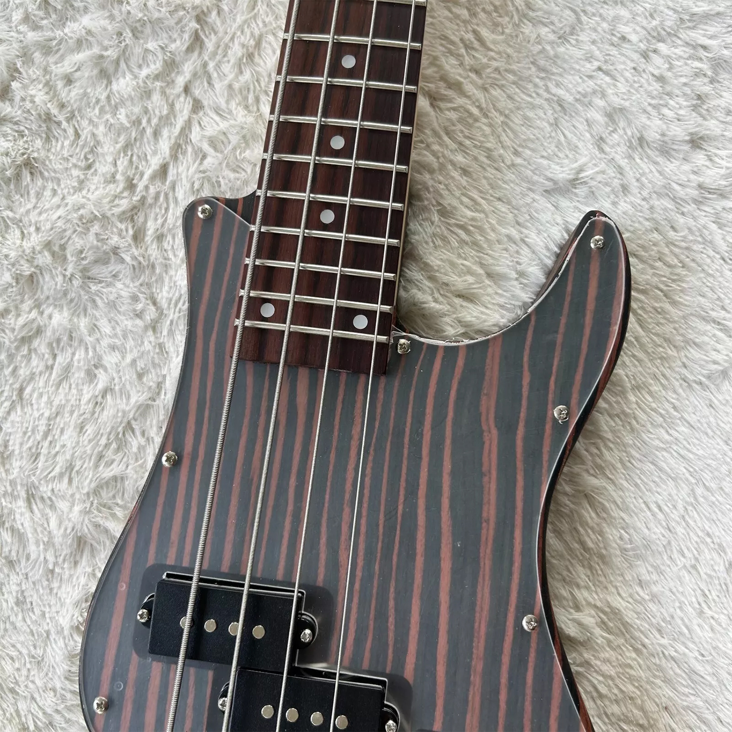 Electric Bass Headless Bass Zebra Wood Body 4 String Bass