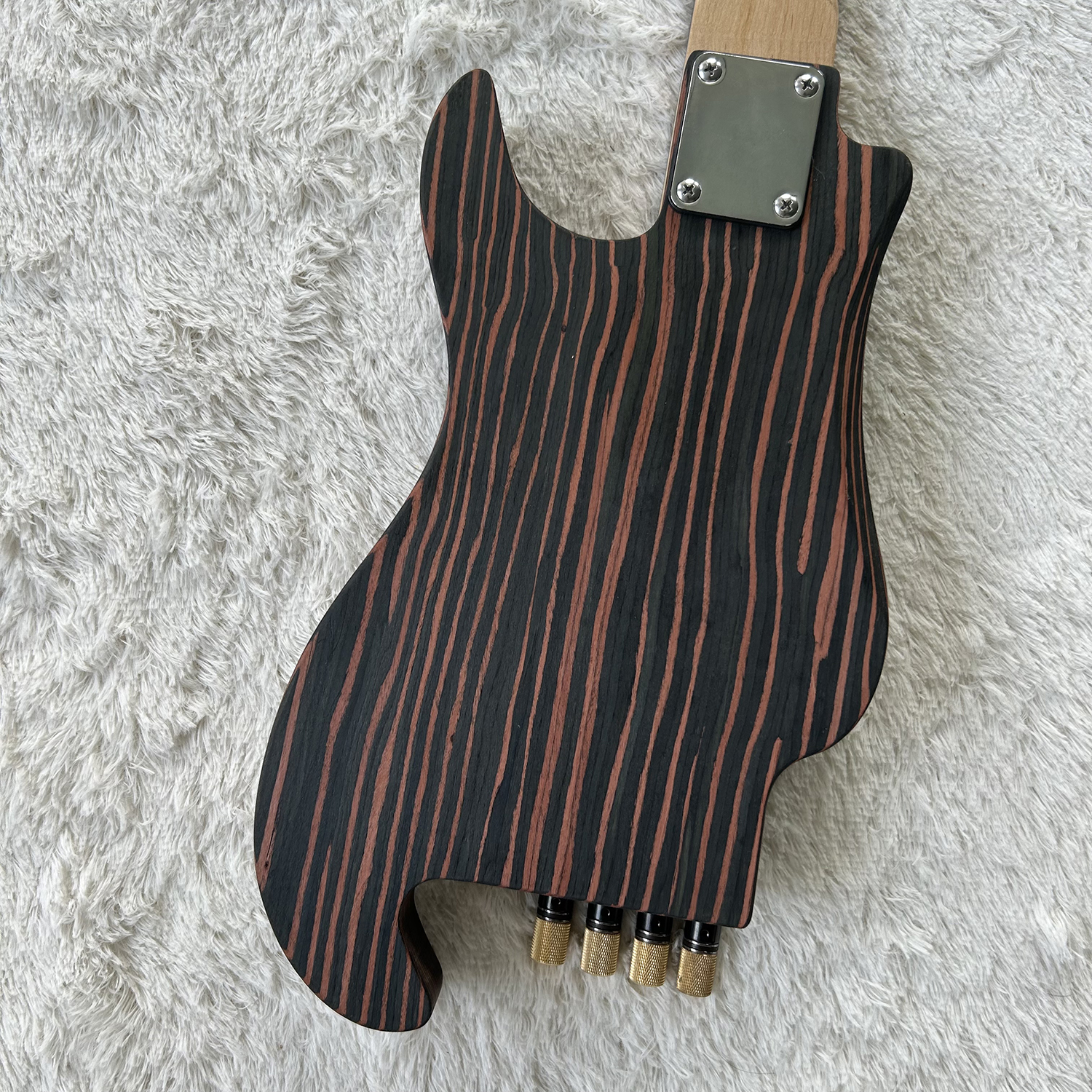Electric Bass Headless Bass Zebra Wood Body 4 String Bass