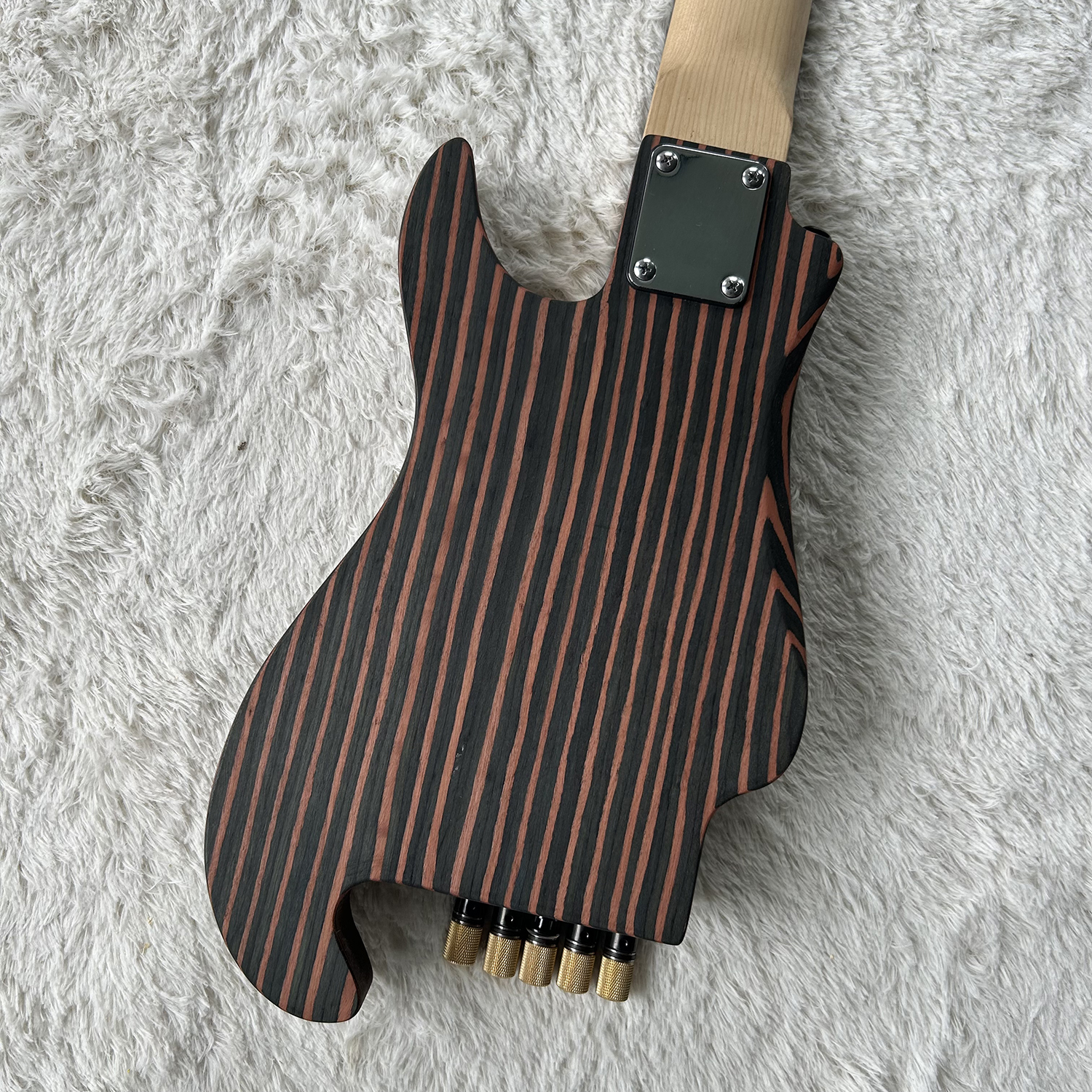 Electric Bass Headless Bass Zebra Wood Body 5 String Bass