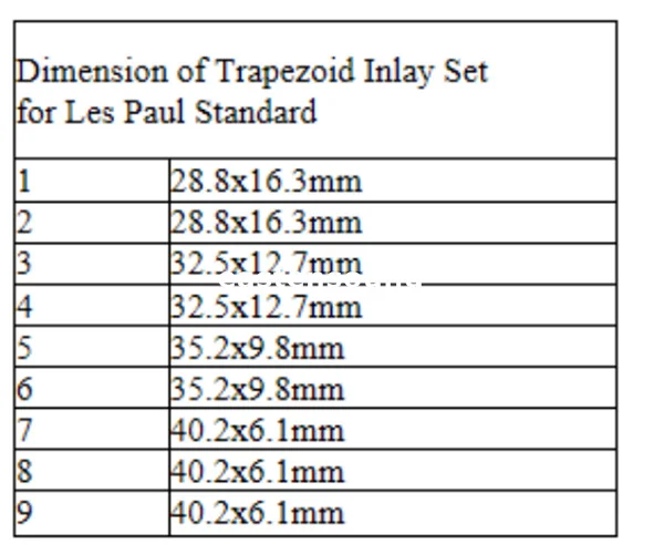 2mm Thick Trapezoid Inlay Set Gold Mother of Pearl for Les Paul Standard for 9pcs per set
